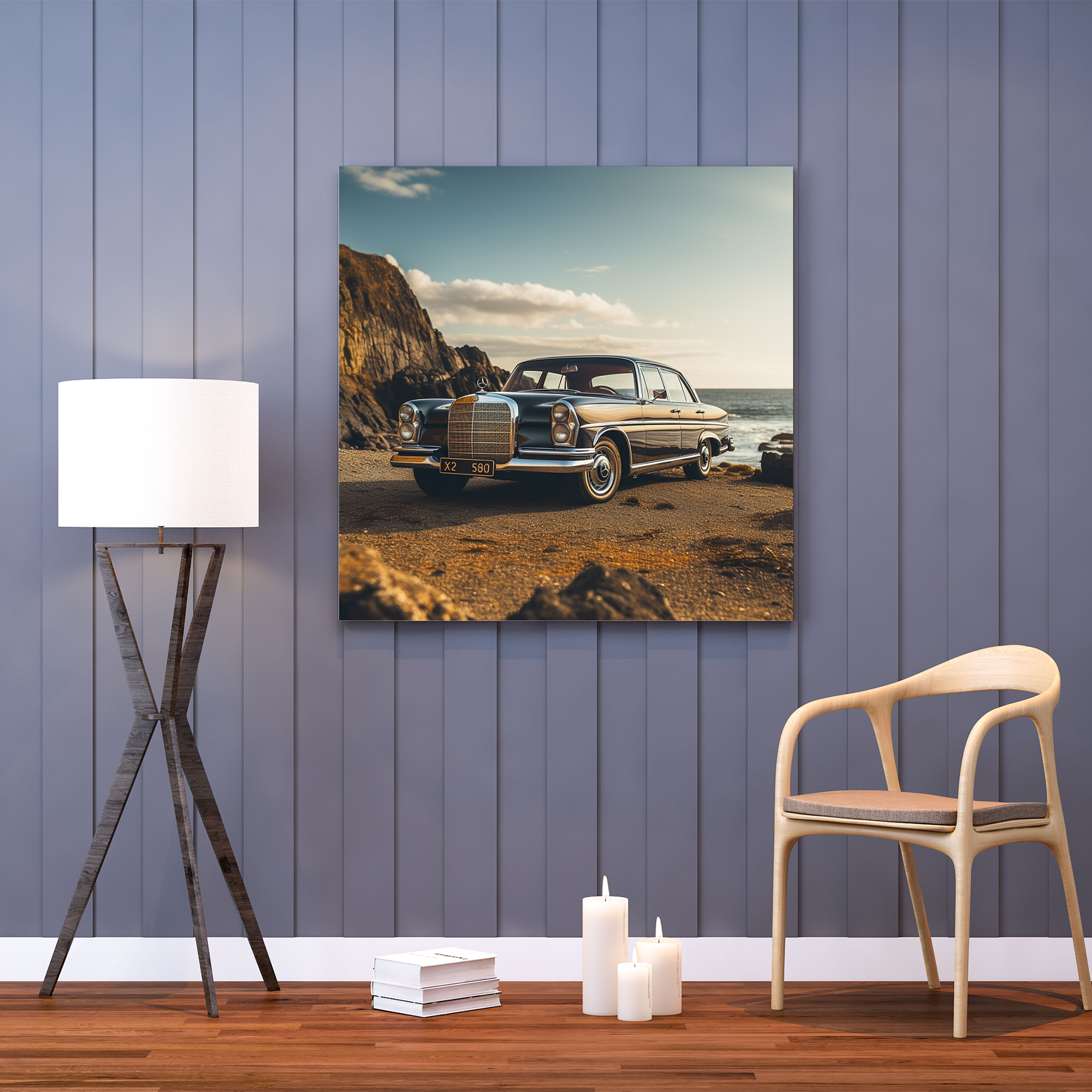 Vintage Mercedes Wall Art - Mercedes, Coastal Road, Wall Art, Vintage