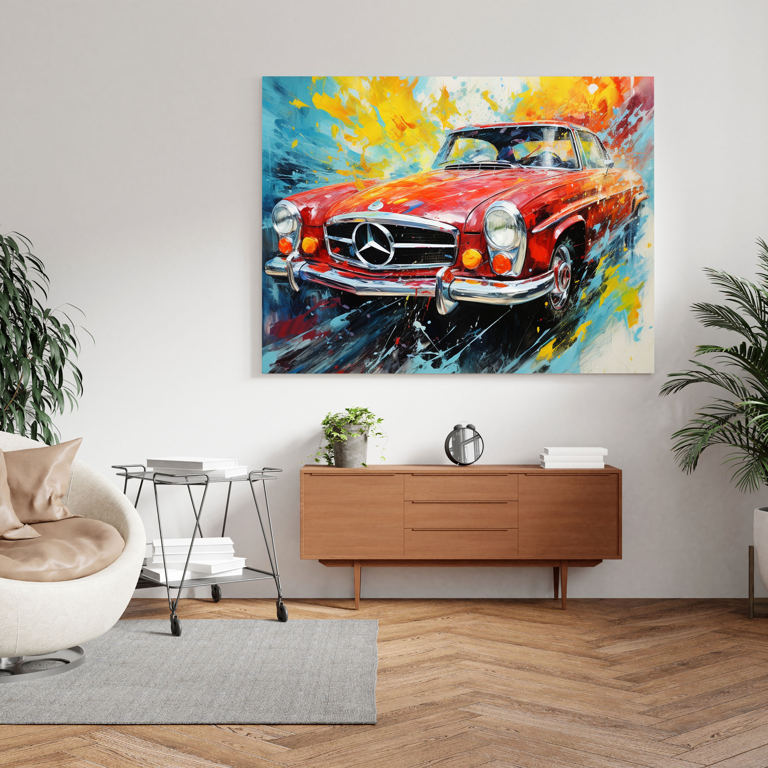 Abstract Mercedes Canvas Print - Mercedes, Mercedes, Dynamic Brushstrokes, Wall Art