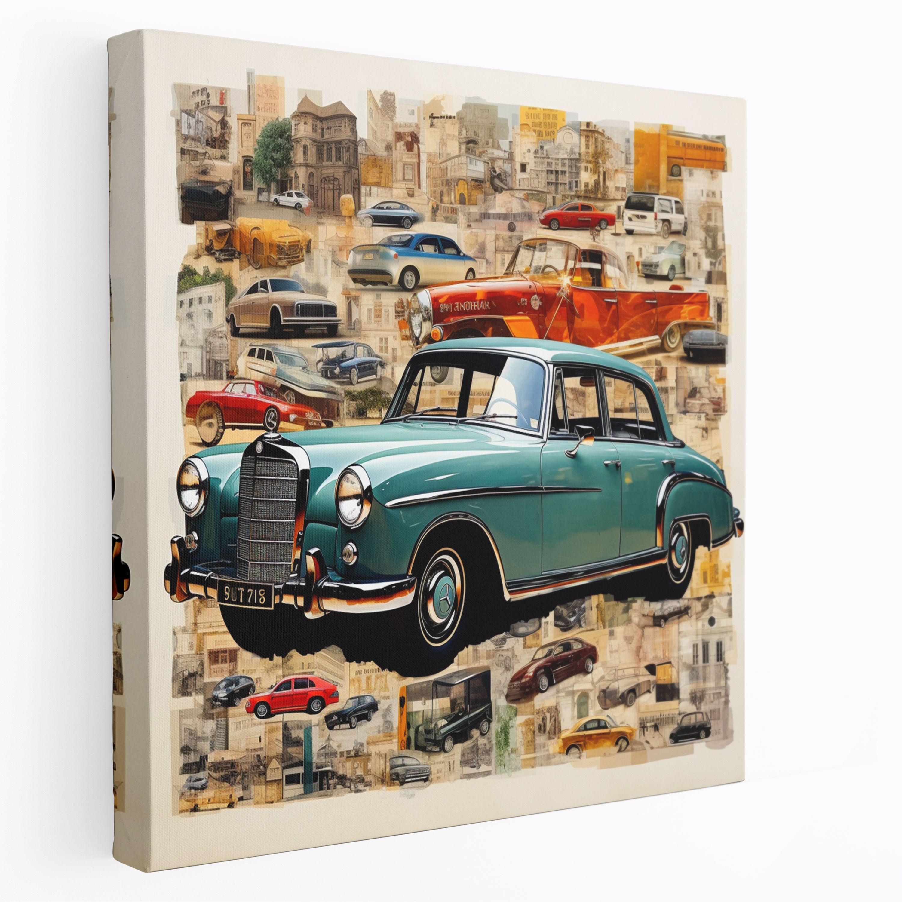 Mercedes Collage Canvas Print - Mercedes, Collage Art, Wall Decoration, Automotive Beauty