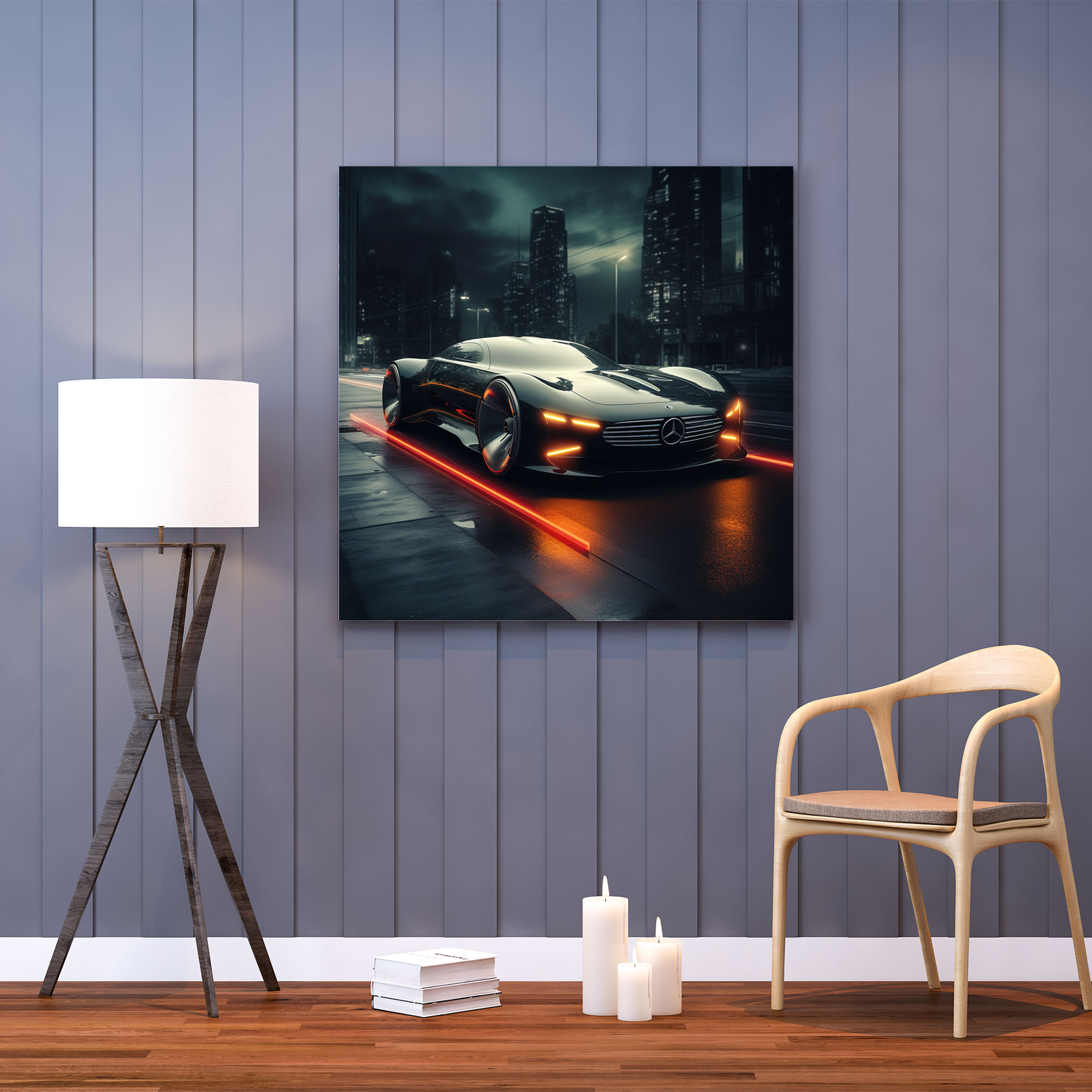 Futuristic Mercedes Wall Art - Mercedes, Mercedes, Wall Decoration, Sleek Illustration