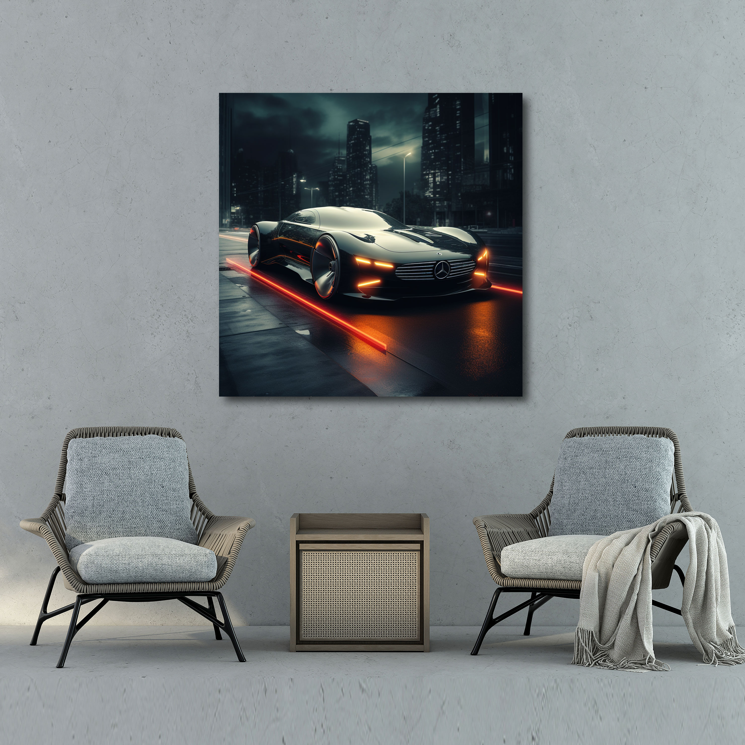 Futuristic Mercedes Wall Art - Mercedes, Mercedes, Wall Decoration, Sleek Illustration