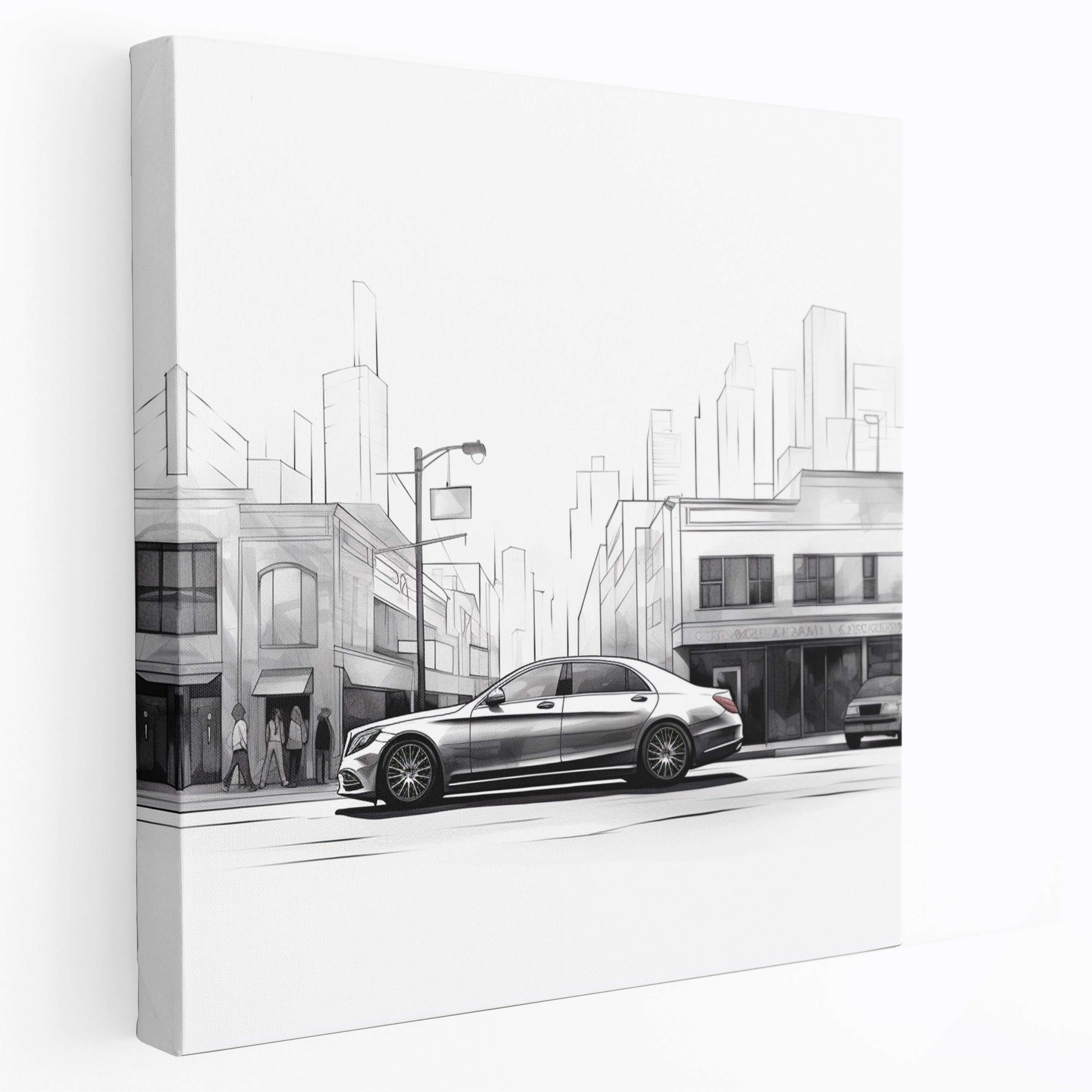 Minimalist Mercedes Canvas Print - Mercedes, Canvas Wall Art, Wall Art, Sleek Sedan
