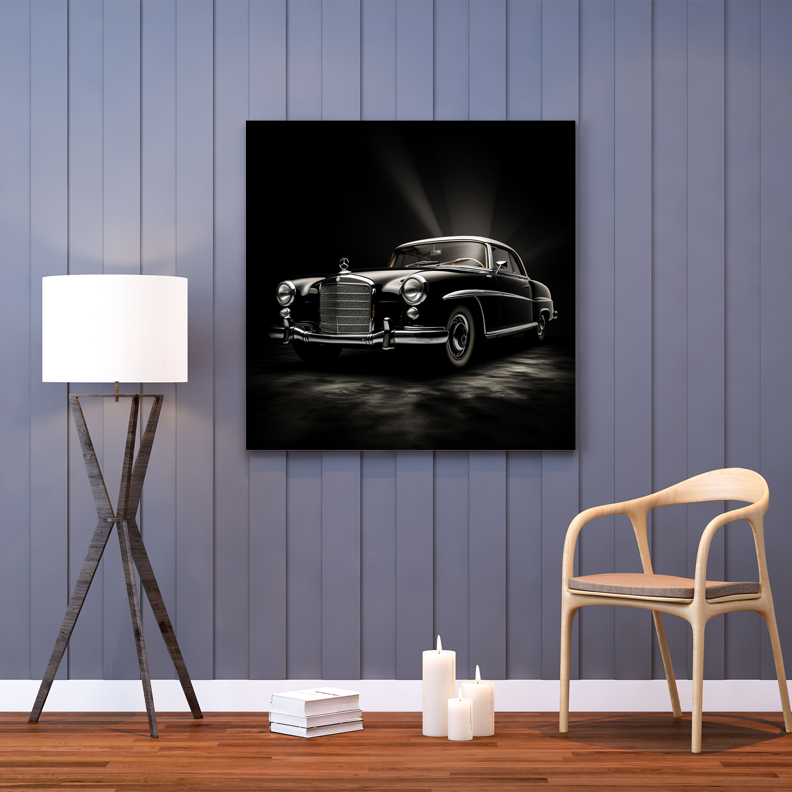 Mercedes Wandkunst - Leinwandbild Wanddekoration für Auto-Enthusiasten