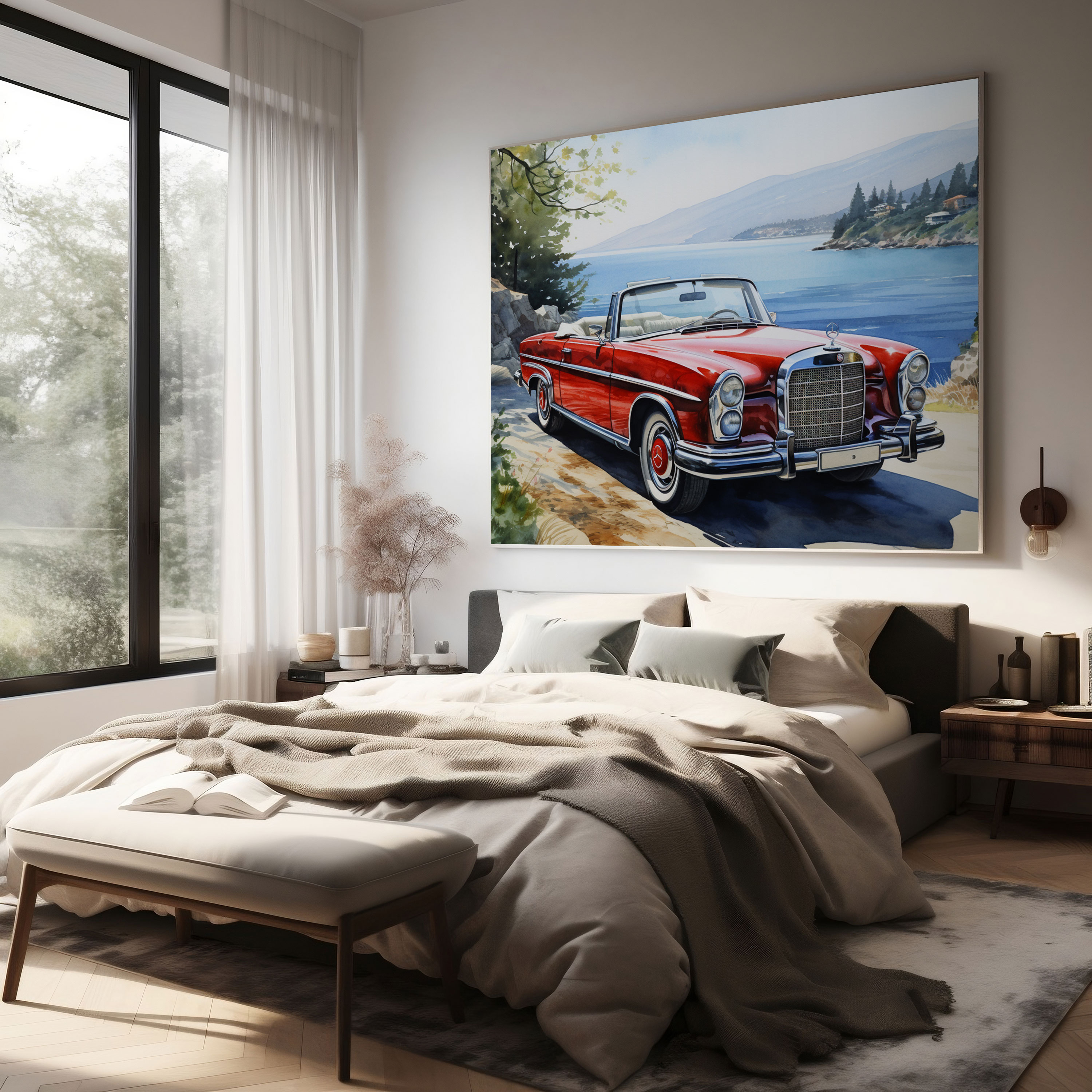Mercedes Leinwandbild - Zuhause Dekoration Eleganz Aquarellmalerei