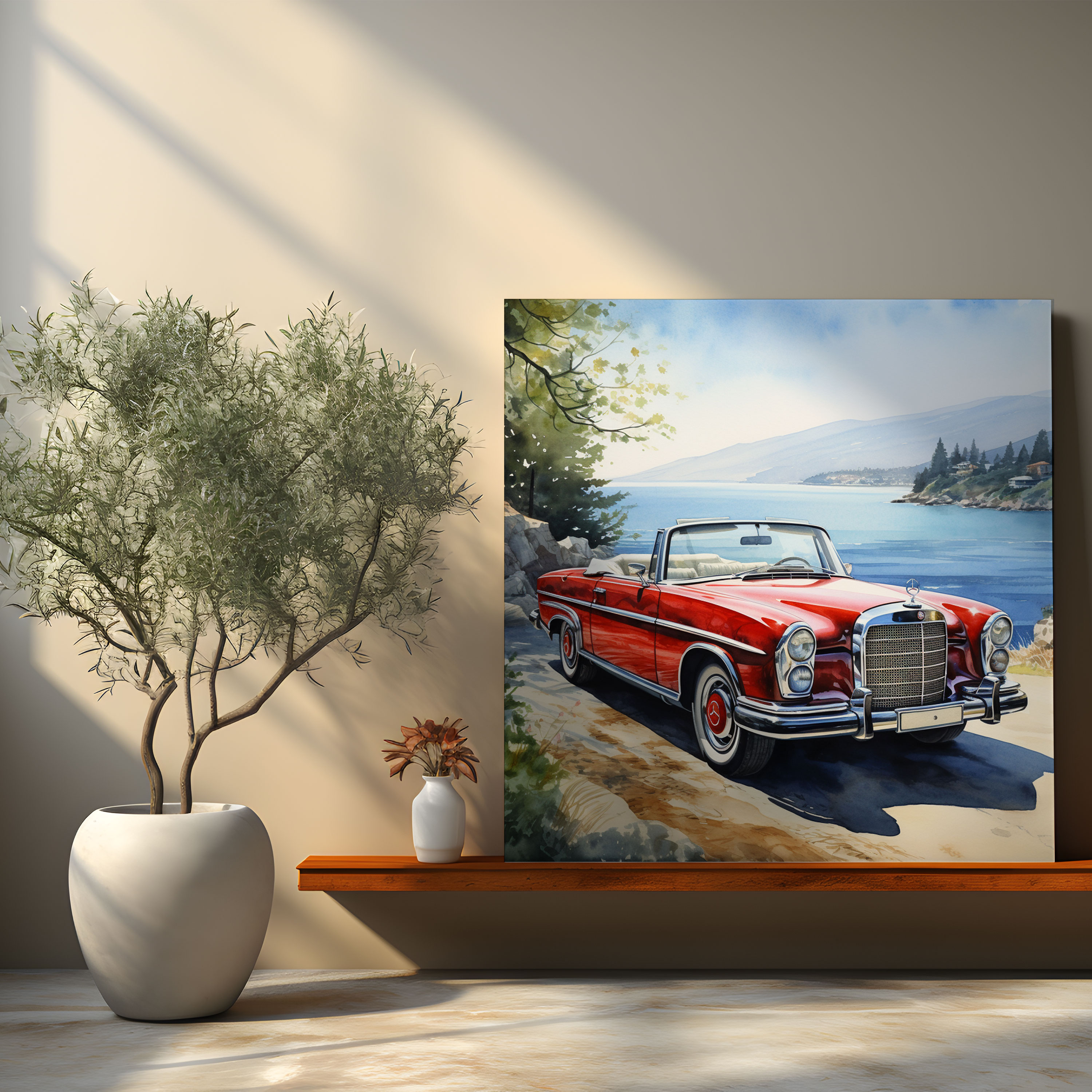Mercedes Leinwandbild - Zuhause Dekoration Eleganz Aquarellmalerei