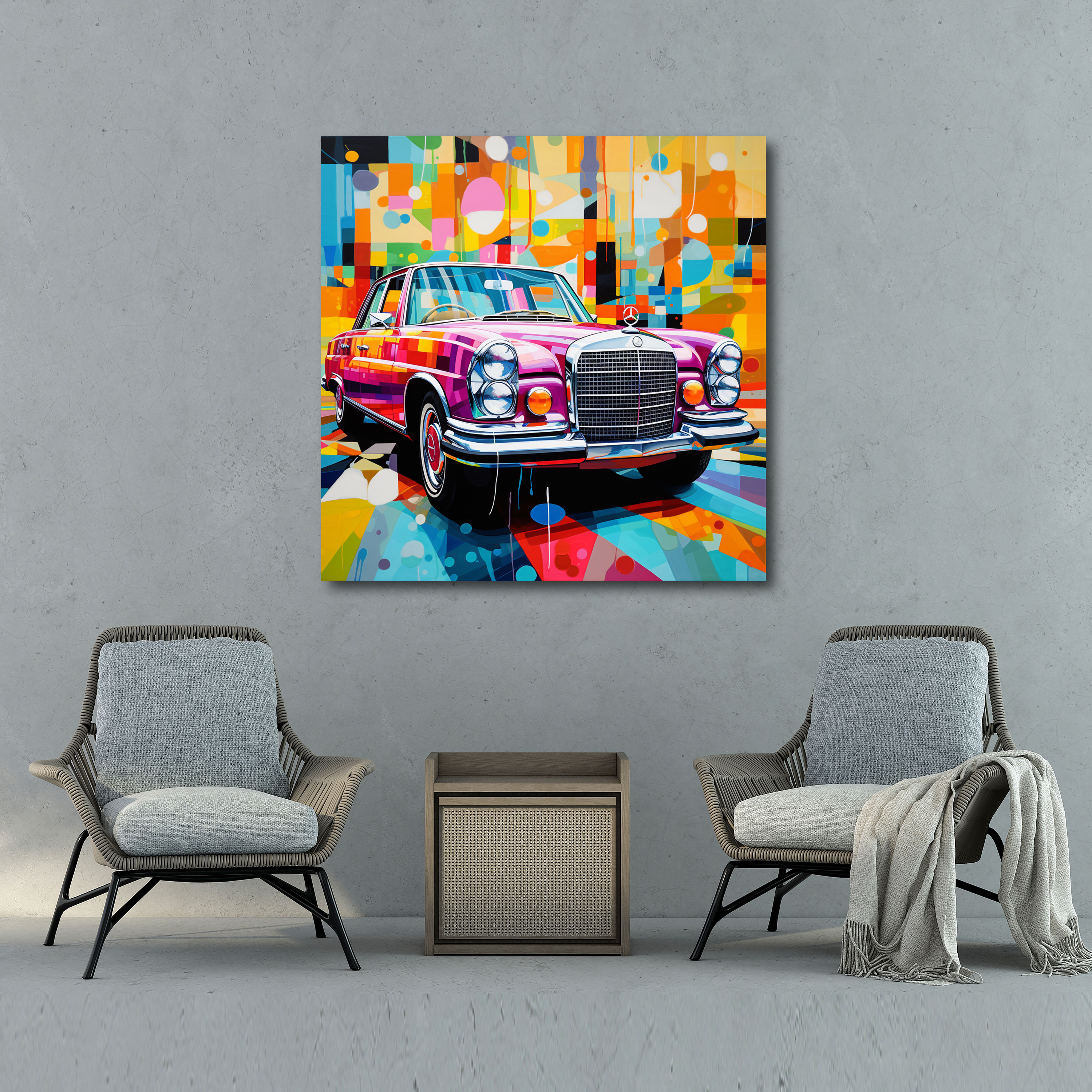 Mercedes Wandkunst - Leinwandbild Wohnkultur lebendige Farben