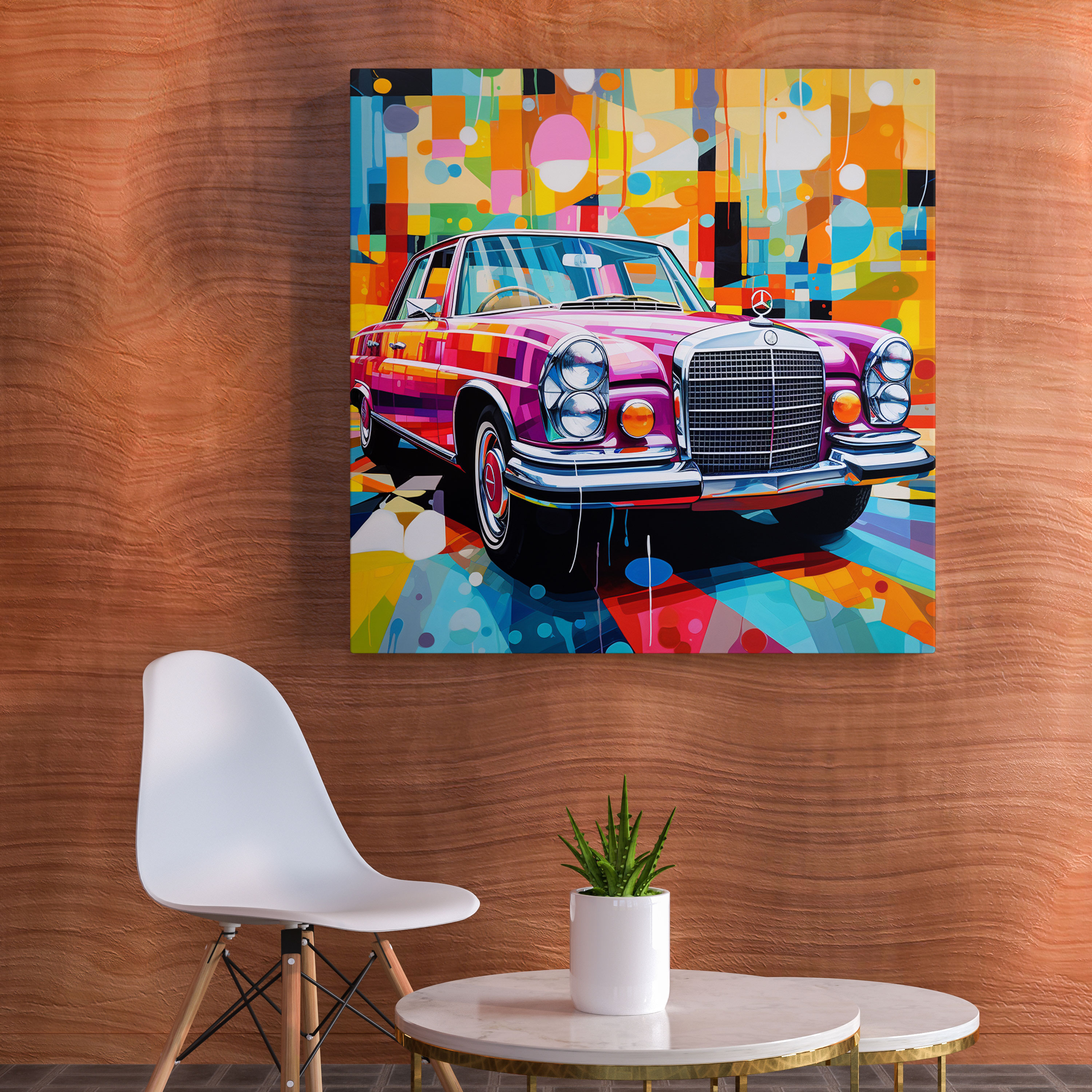 Mercedes Wandkunst - Leinwandbild Wohnkultur lebendige Farben