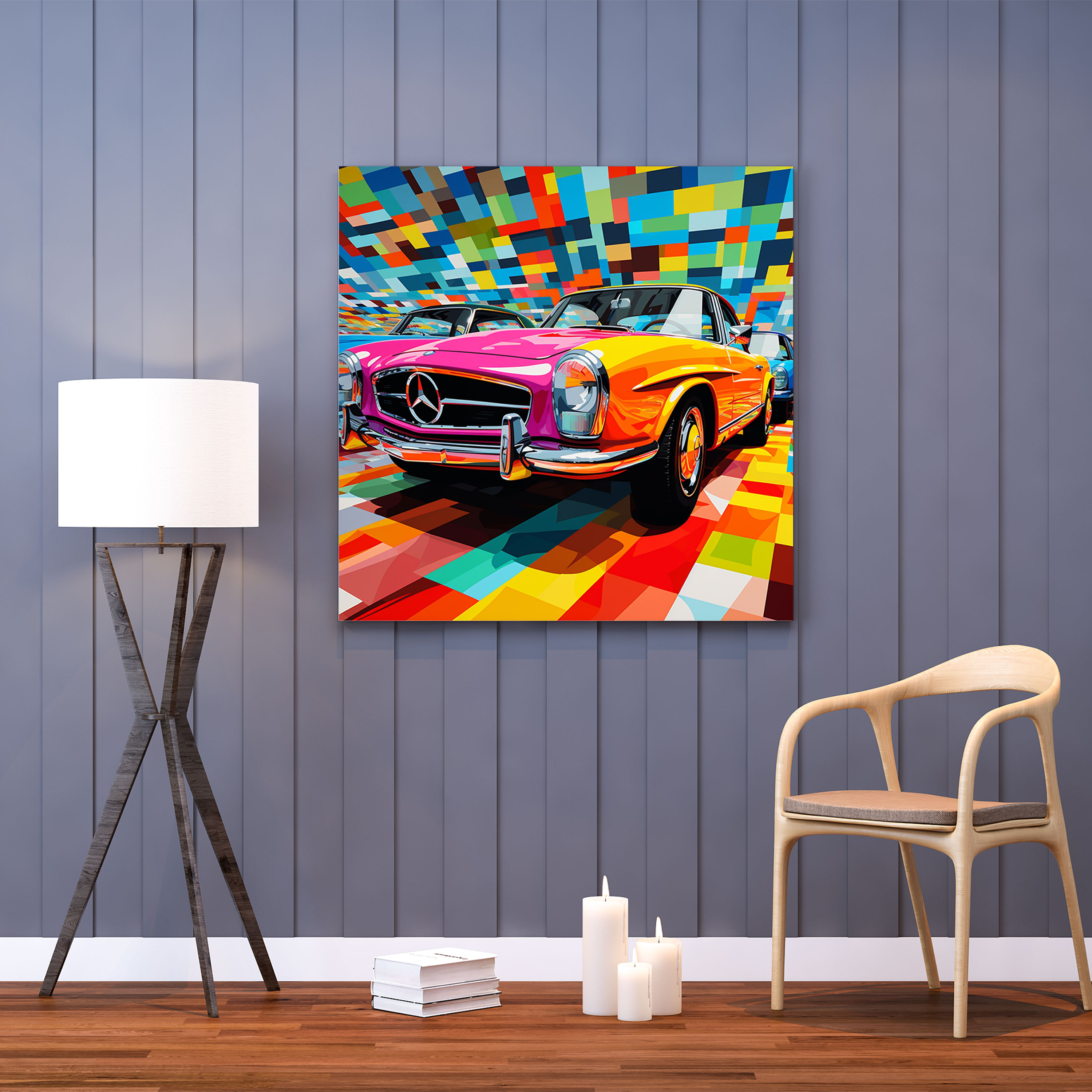 Mercedes Pop Art Leinwandbild - Zuhause Dekoration Mercedes Leinwand Wandkunst