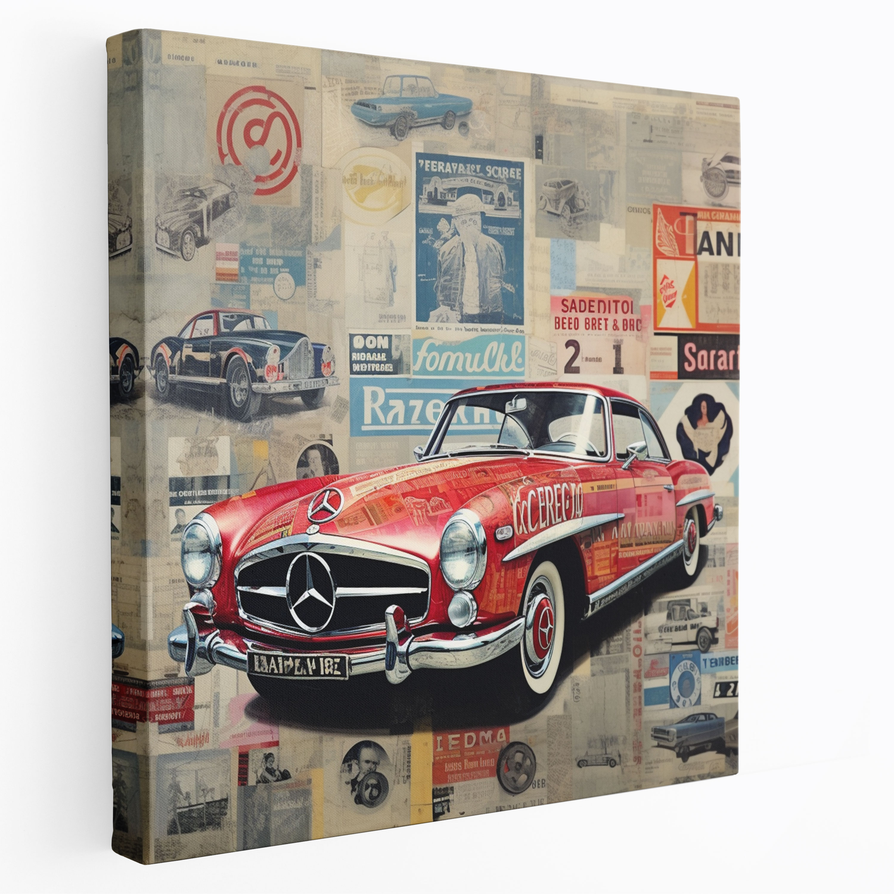 Mercedes Advertising Collage Wall Art - Mercedes, Mercedes, Collage Artwork, Vintage Advertisements