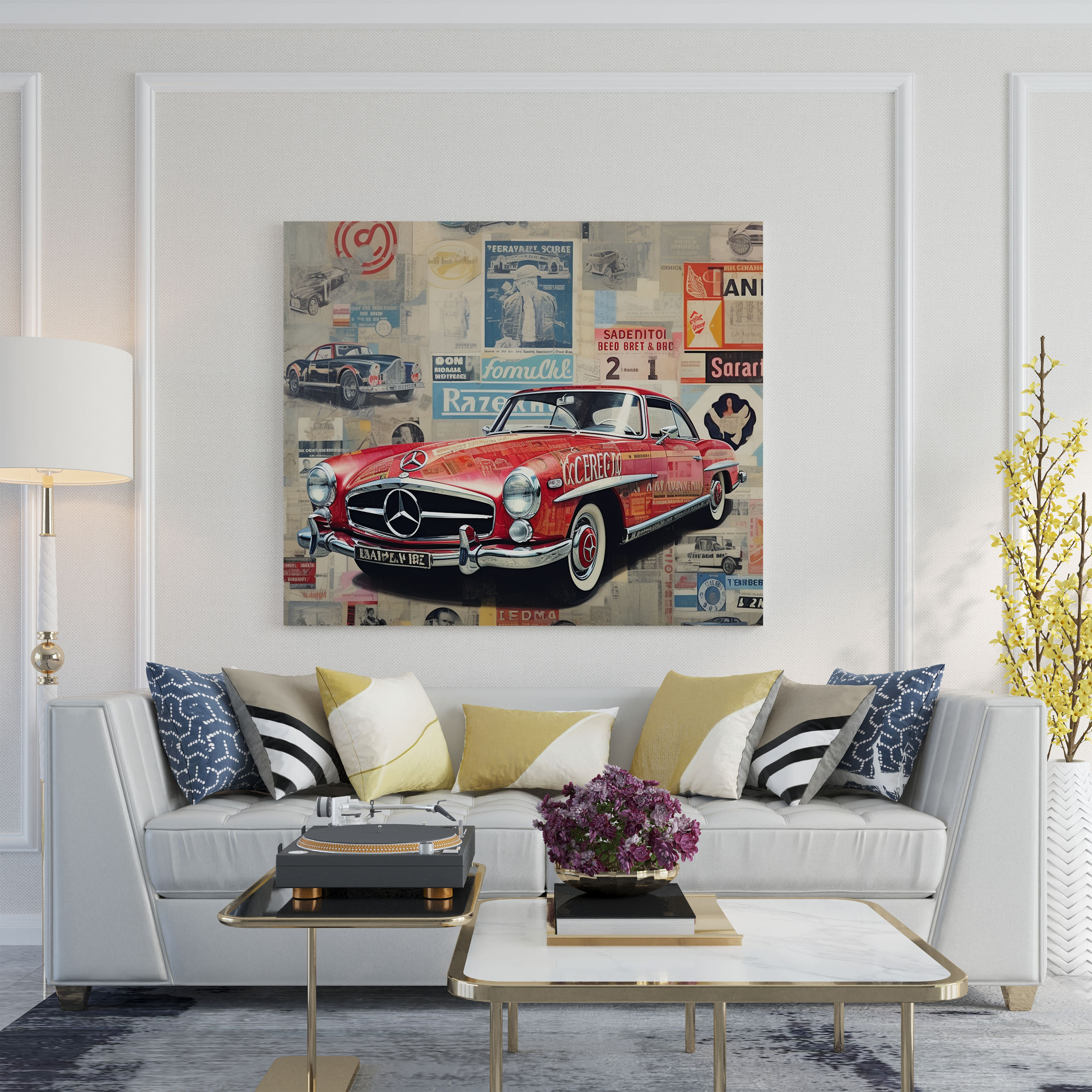 Mercedes Advertising Collage Wall Art - Mercedes, Mercedes, Collage Artwork, Vintage Advertisements