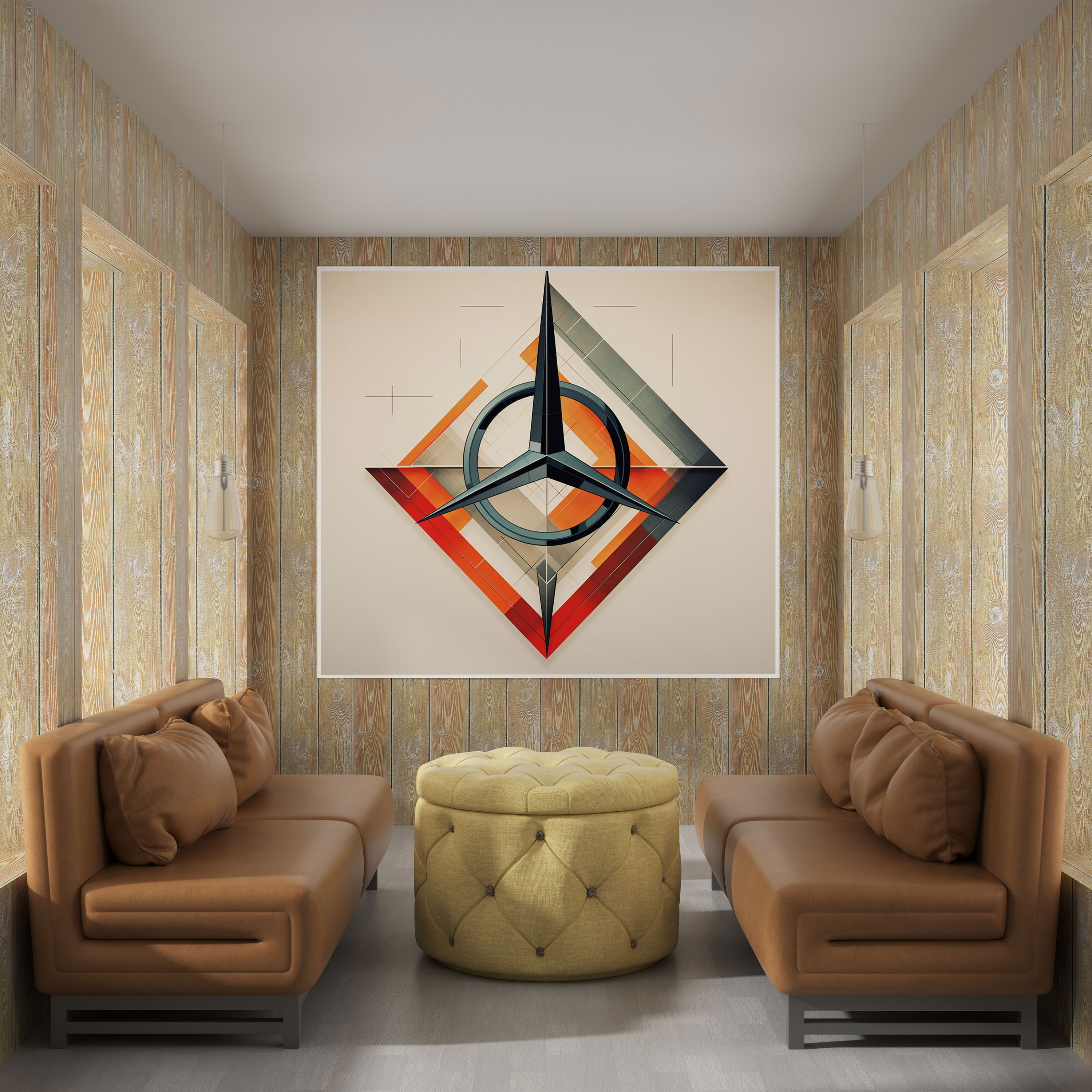 Moderne Mercedes Geometrische Wandkunst - Mercedes Wanddekoration Geometrisches Design Leinwandbild