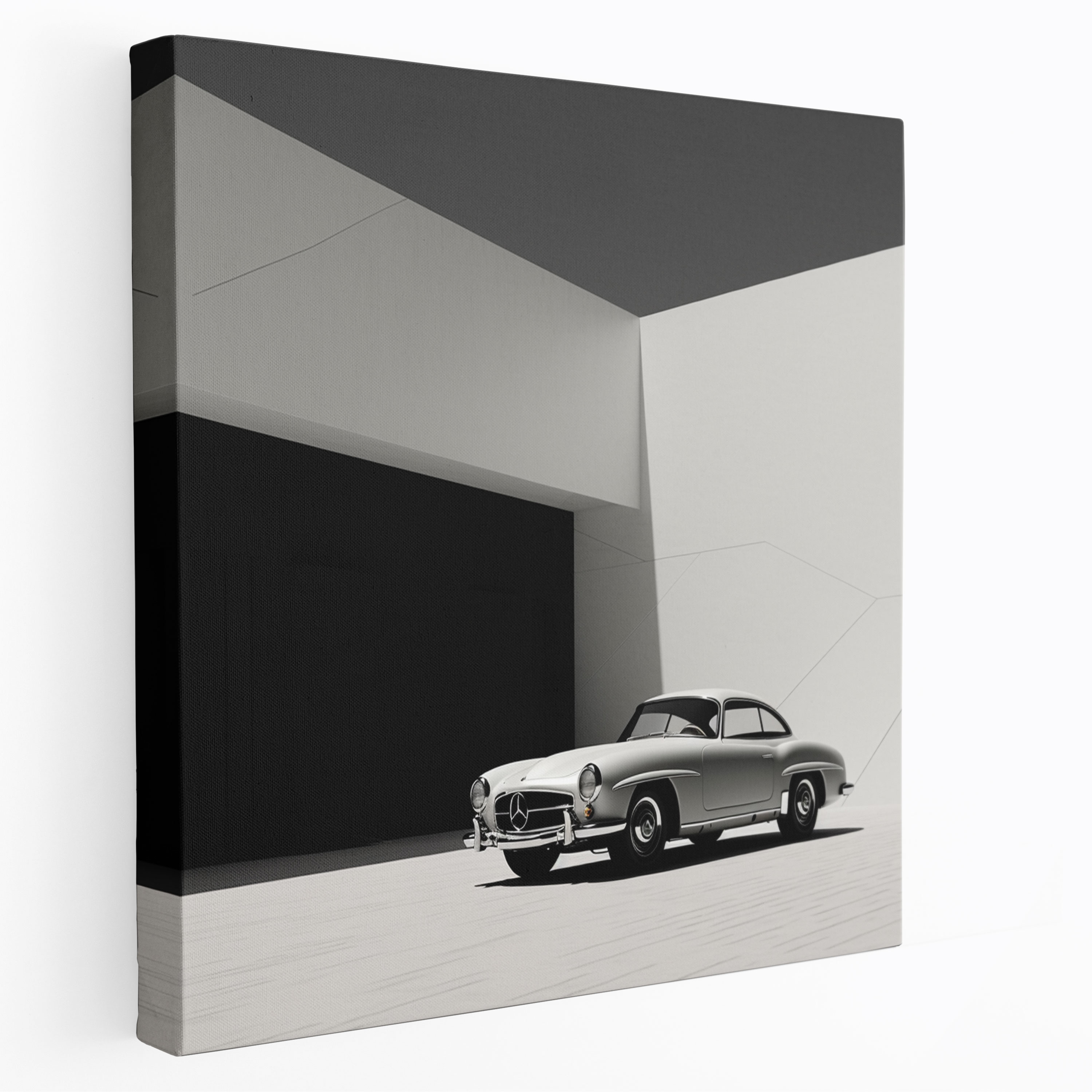 Sleekes Mercedes Leinwandbild - Mercedes minimalistische digitale Kunst Wandkunst Wohnkultur