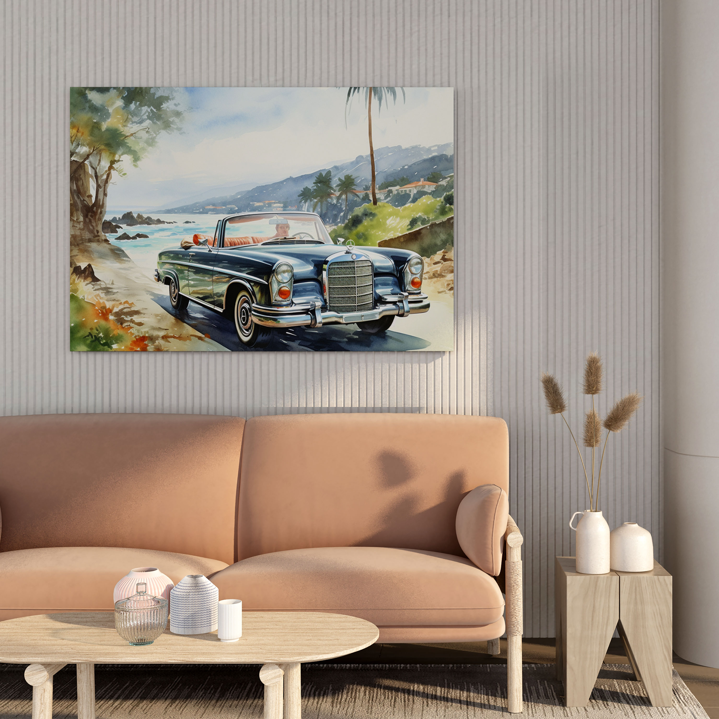 Coastal Mercedes Watercolor Wall Art - Mercedes, Mercedes, Impressionist Watercolor Painting, Home Decoration
