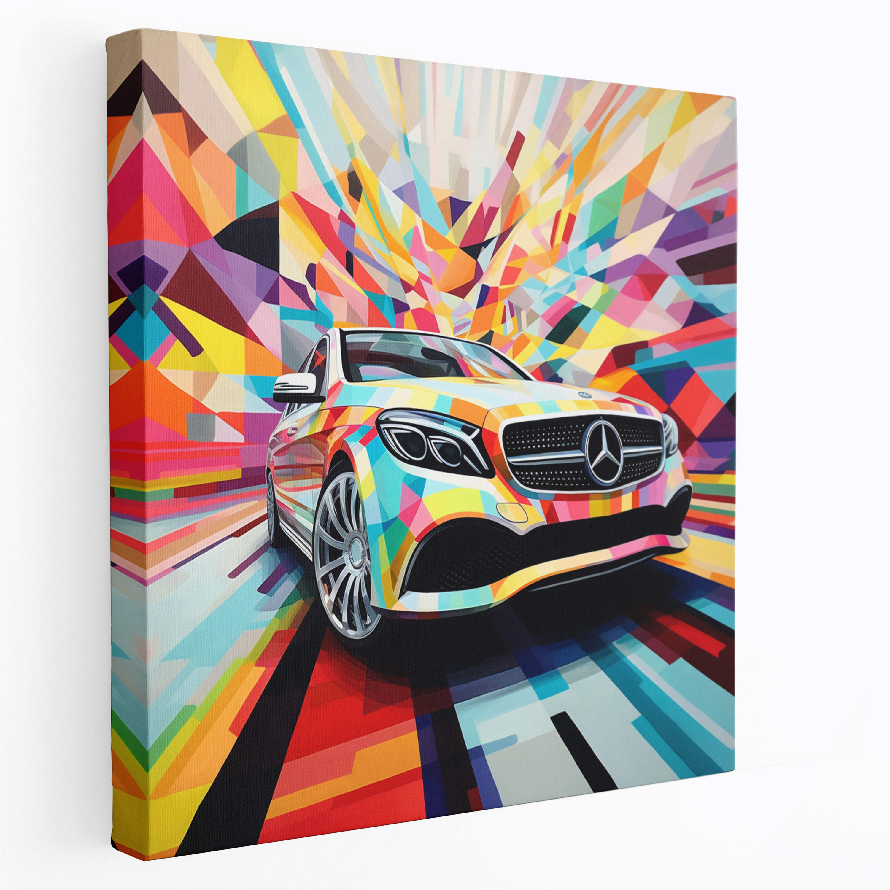 Geometric Mercedes Abstract Canvas Print - Mercedes, Mercedes, Canvas, Geometric Abstract Painting