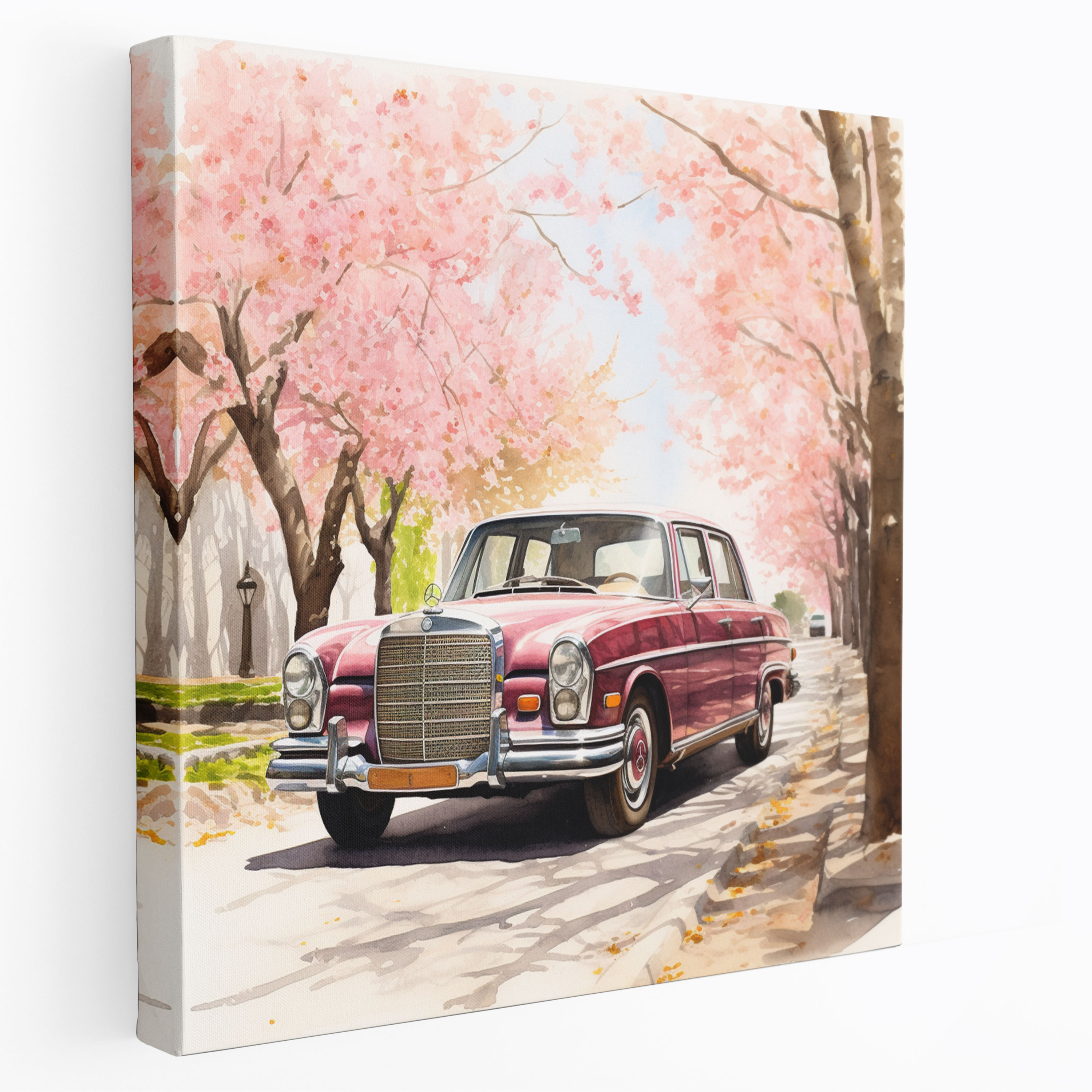 Vintage Mercedes Canvas Print - Mercedes, Cherry Blossom Tree, Canvas Print, Vintage