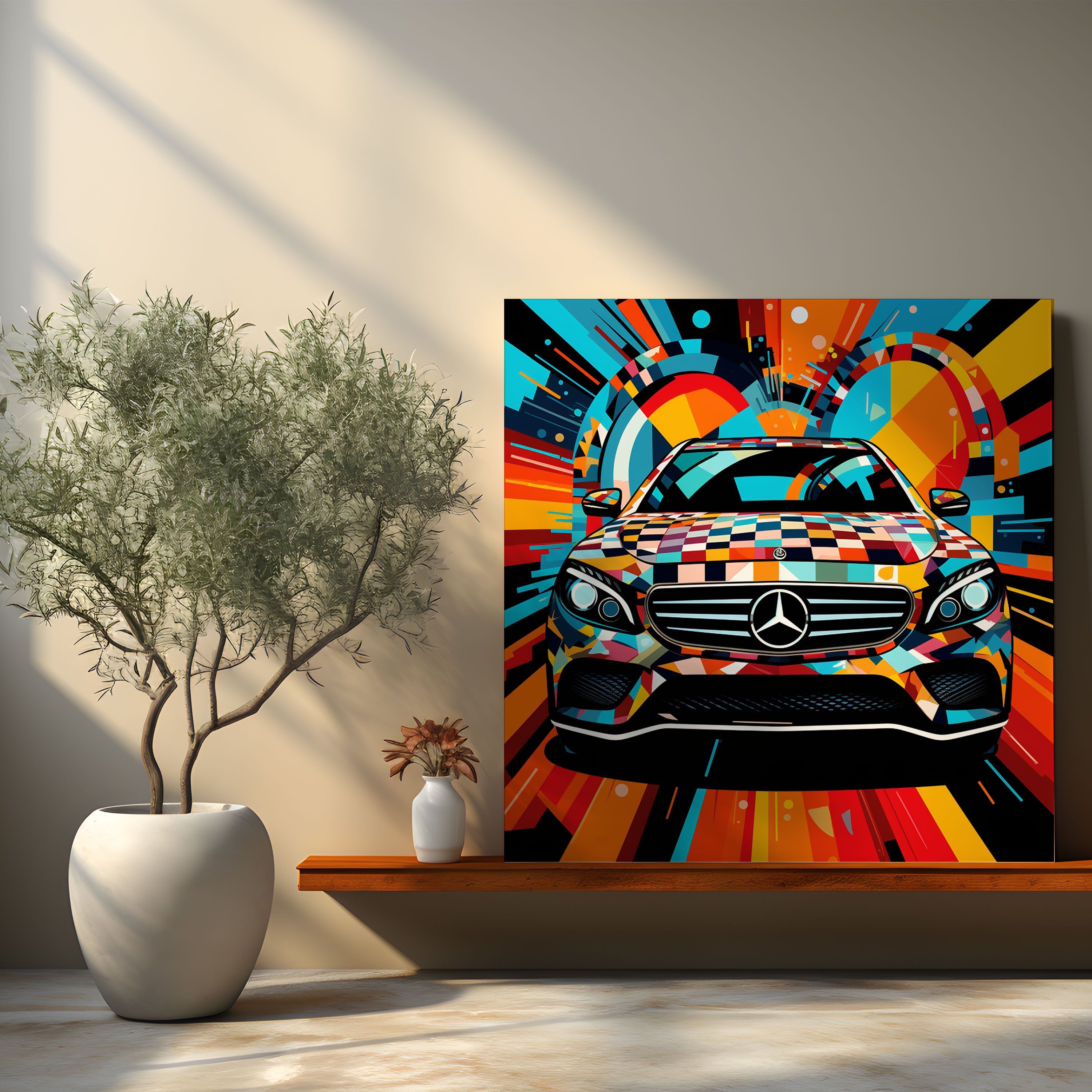 Mercedes Pop Art Leinwandbild - Fokus Logo