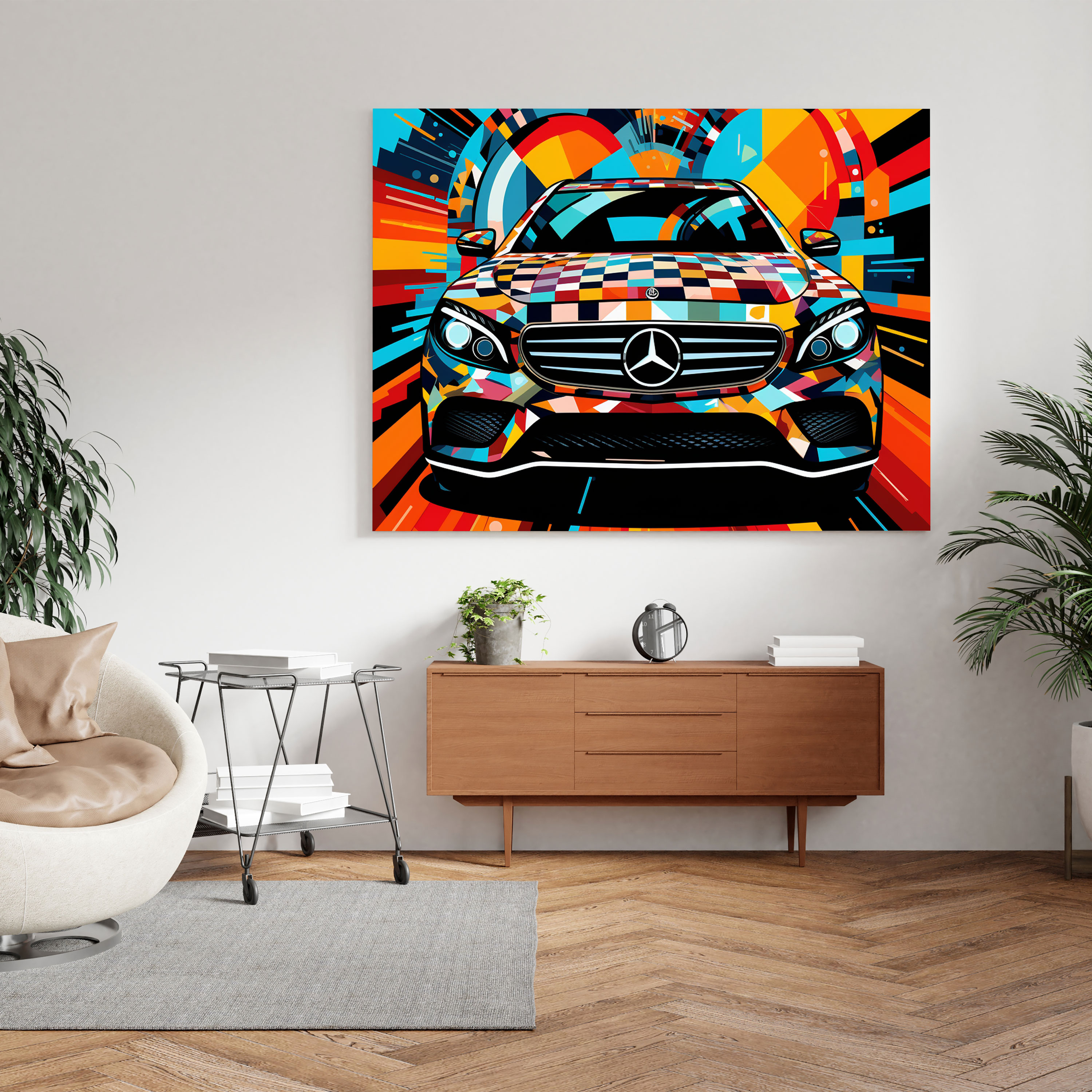 Mercedes Pop Art Leinwandbild - Fokus Logo