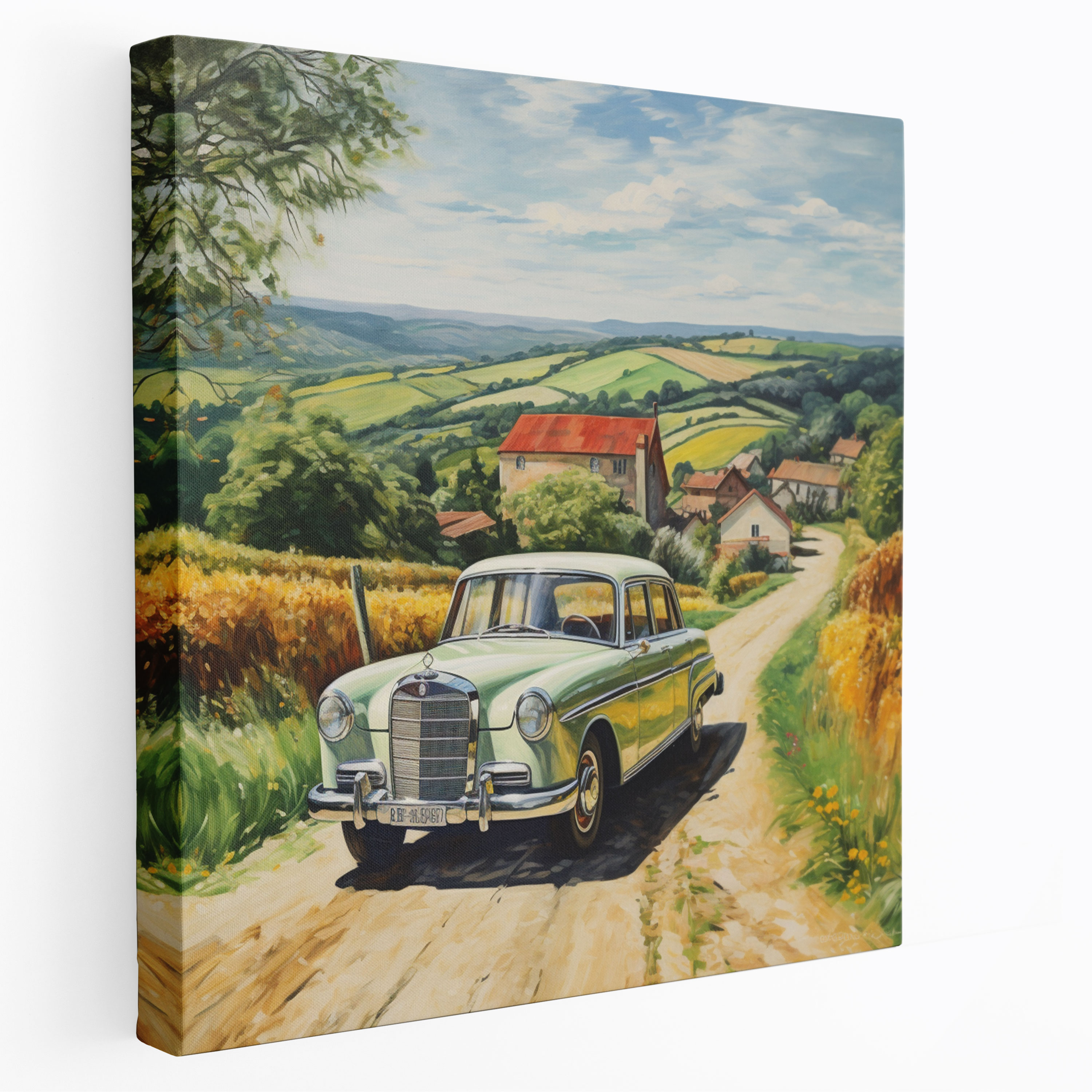 Mercedes Impressionist Leinwandbild - Limousine Landschaft Faszinierend.