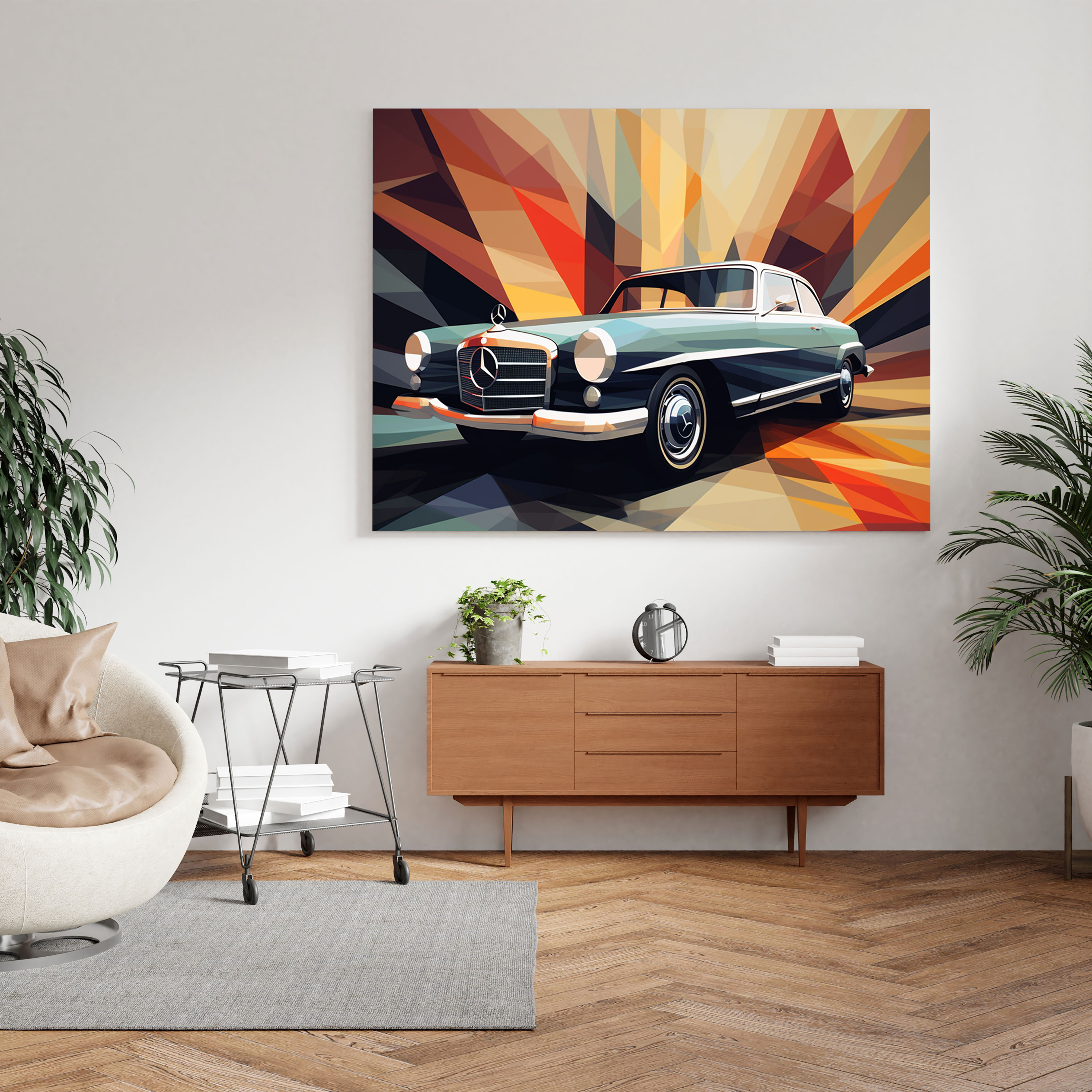 Abstract Mercedes Canvas Print - Mercedes, Canvas, Geometric Illustration, Home Decoration