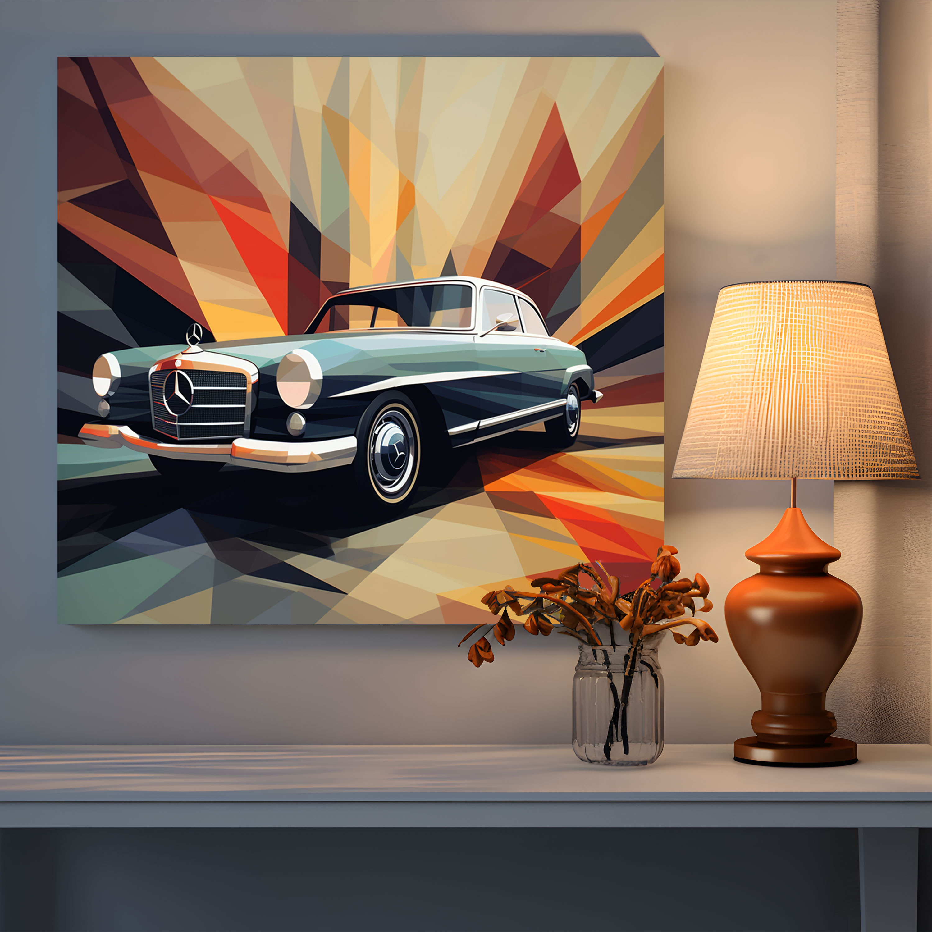 Abstract Mercedes Canvas Print - Mercedes, Canvas, Geometric Illustration, Home Decoration