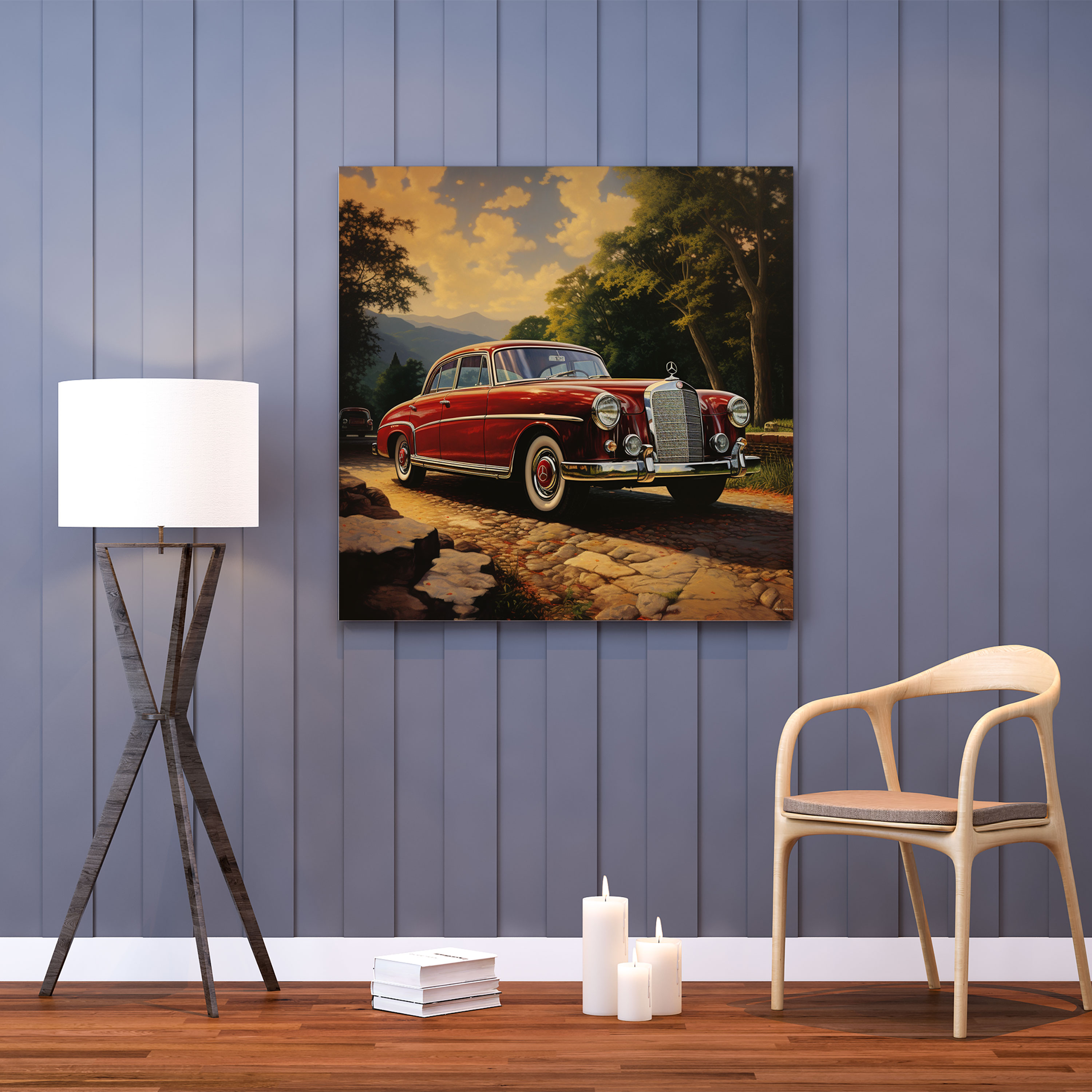 Vintage Mercedes Advertisement Wall Decoration - Mercedes, Homage, Retro Advertisement Poster, Luxury