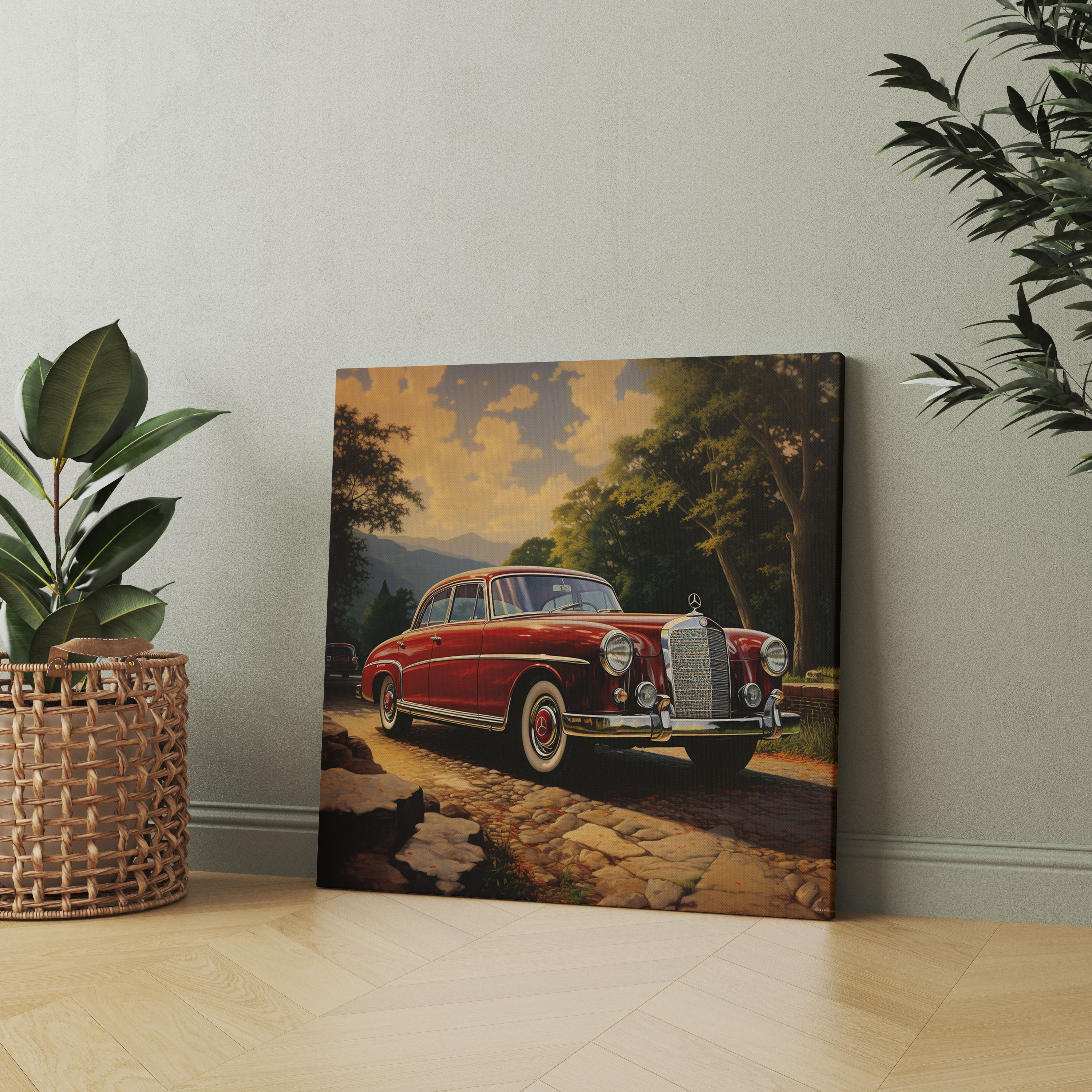 Vintage Mercedes Advertisement Wall Decoration - Mercedes, Homage, Retro Advertisement Poster, Luxury