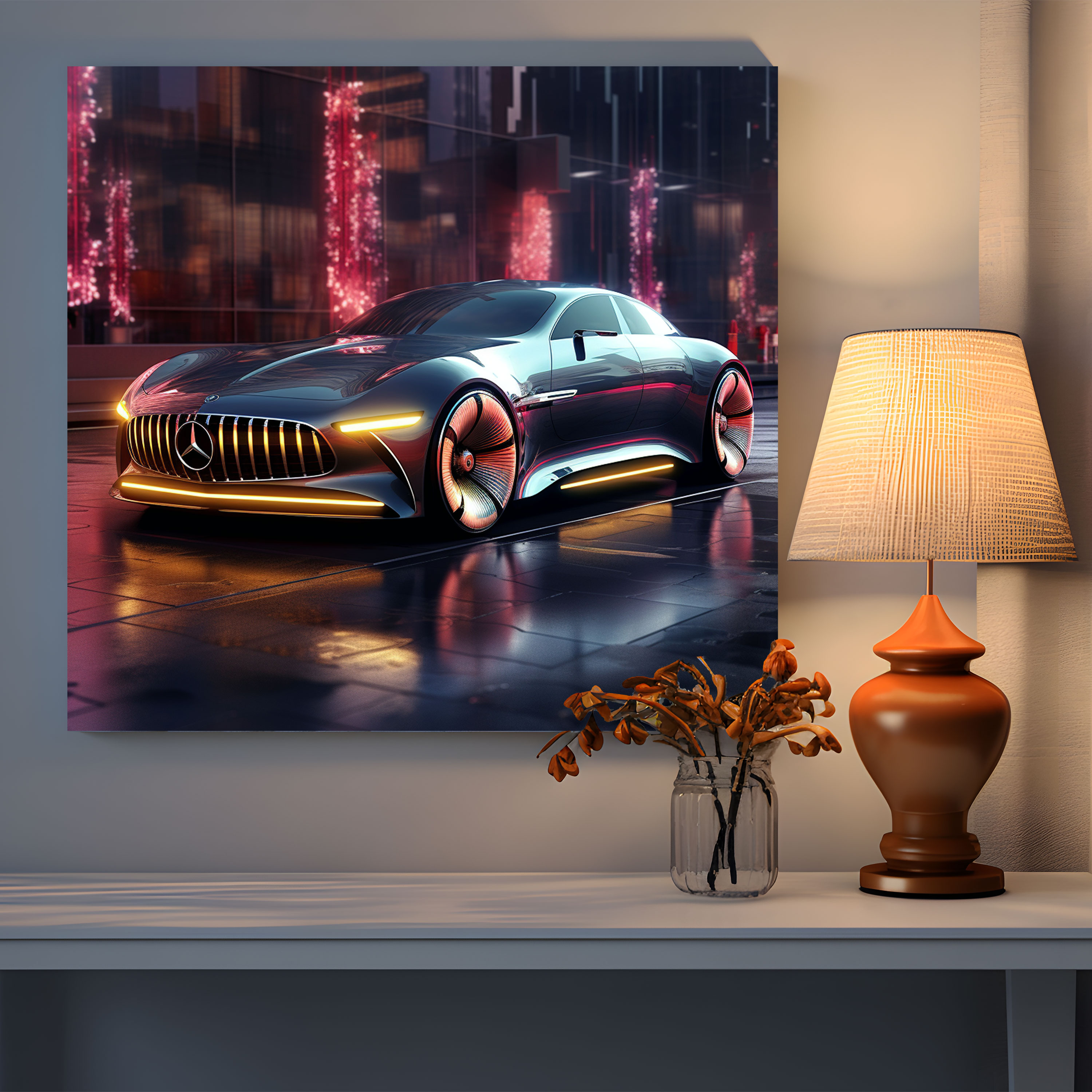 Mercedes Wall Art - Modern Digital Illustration - Home Decoration - Mercedes, Canvas, Contemporary Elegance, Futuristic
