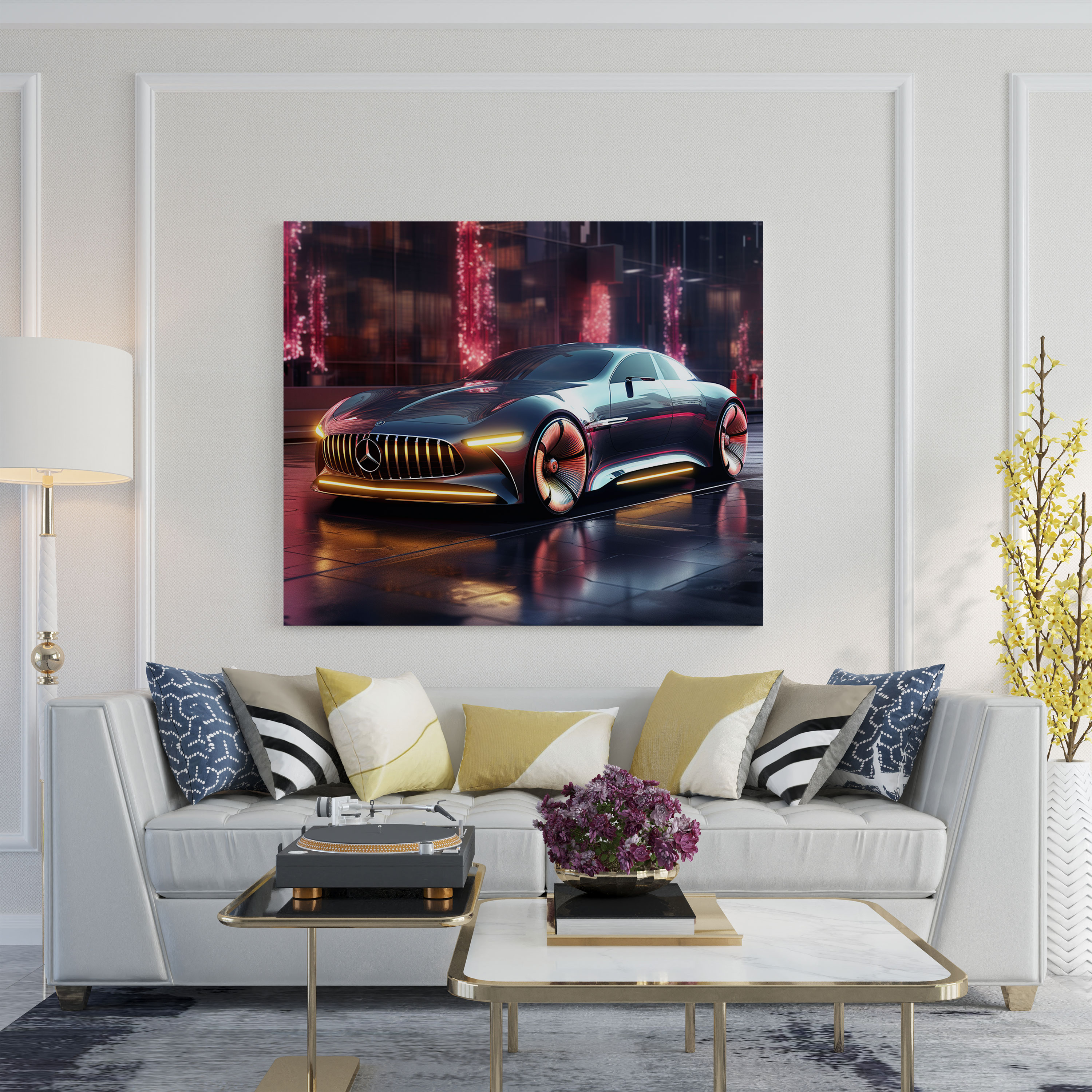 Mercedes Wall Art - Modern Digital Illustration - Home Decoration - Mercedes, Canvas, Contemporary Elegance, Futuristic