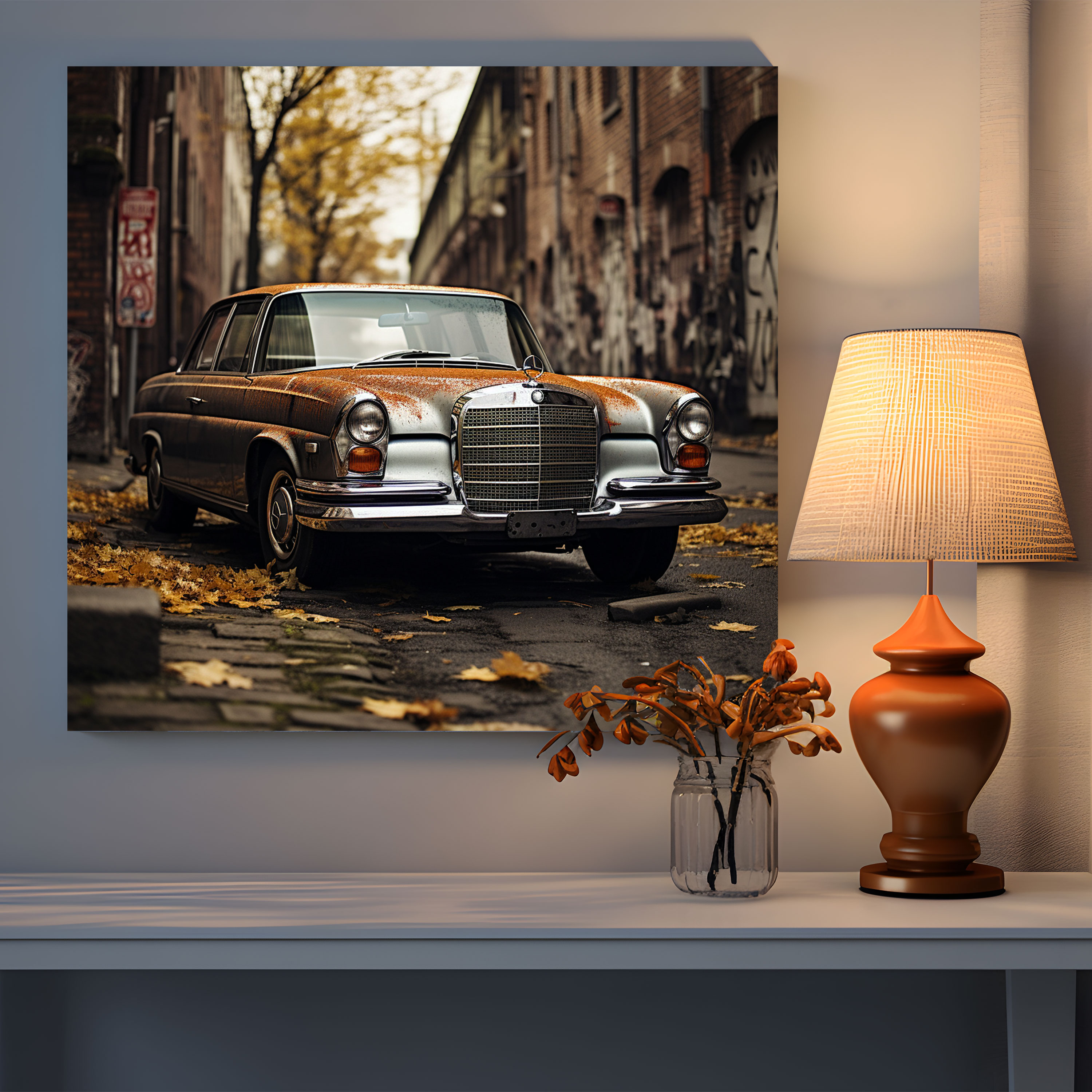 Mercedes Canvas Print - Grunge-Style Photography - Wall Art - Mercedes, Wall Art, Nostalgia, Canvas Wall Art