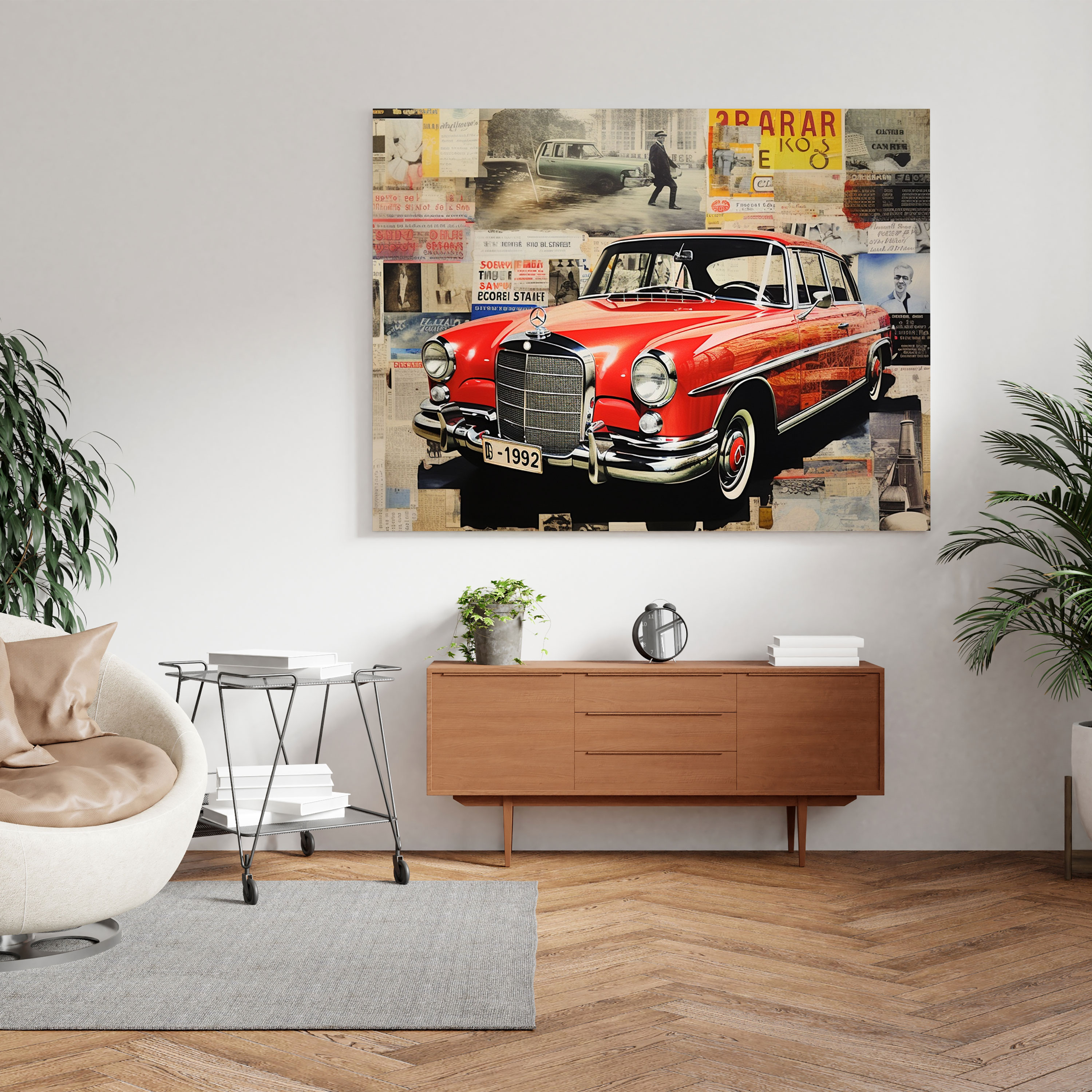 Mercedes Leinwandbild Collage Kunstwerk Wanddekoration Home Decoration Wall Art Canvas