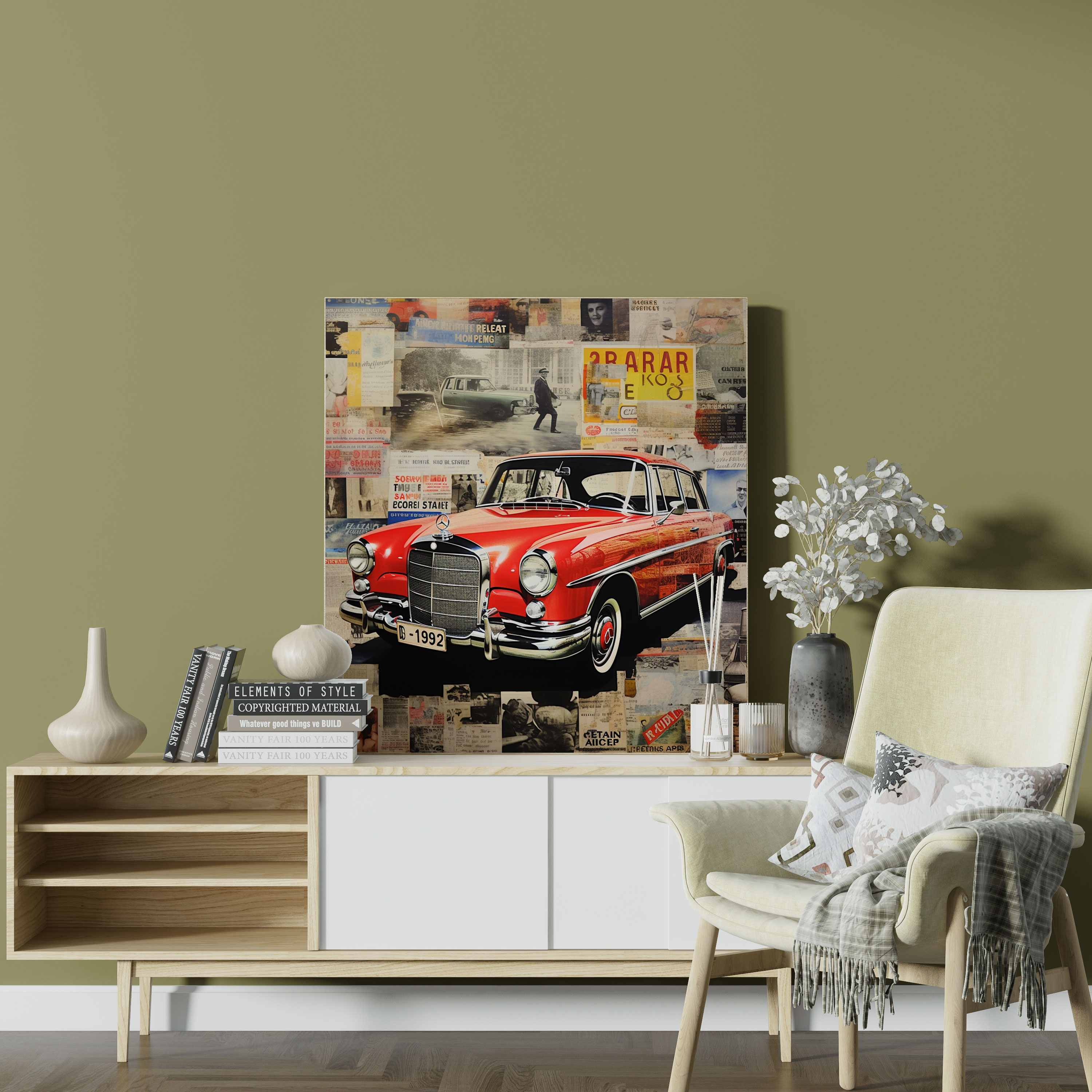 Mercedes Leinwandbild Collage Kunstwerk Wanddekoration Home Decoration Wall Art Canvas