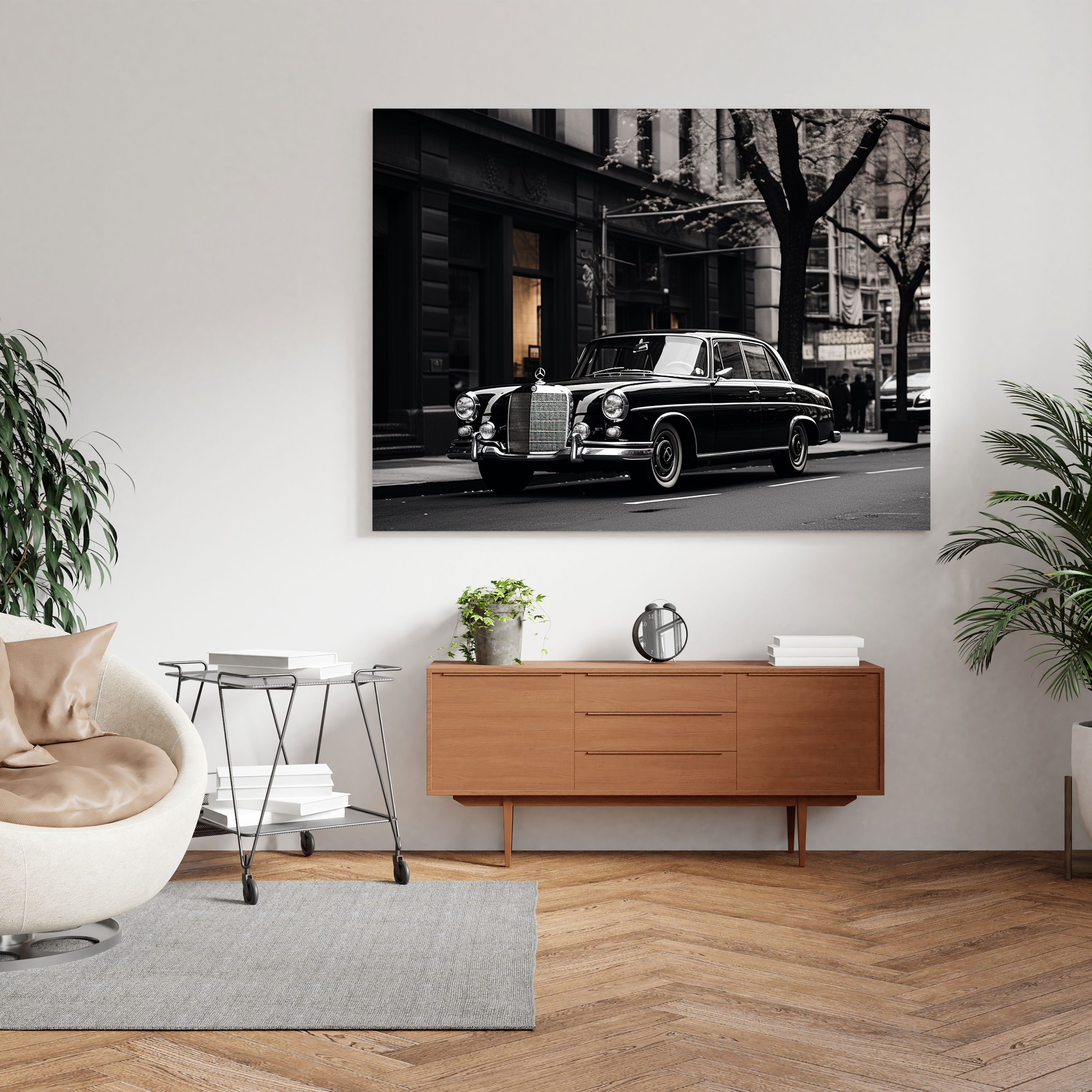 Mercedes Canvas Print - Sophisticated City Sedan - Mercedes, Canvas Print, Canvas Wall Art, Timeless