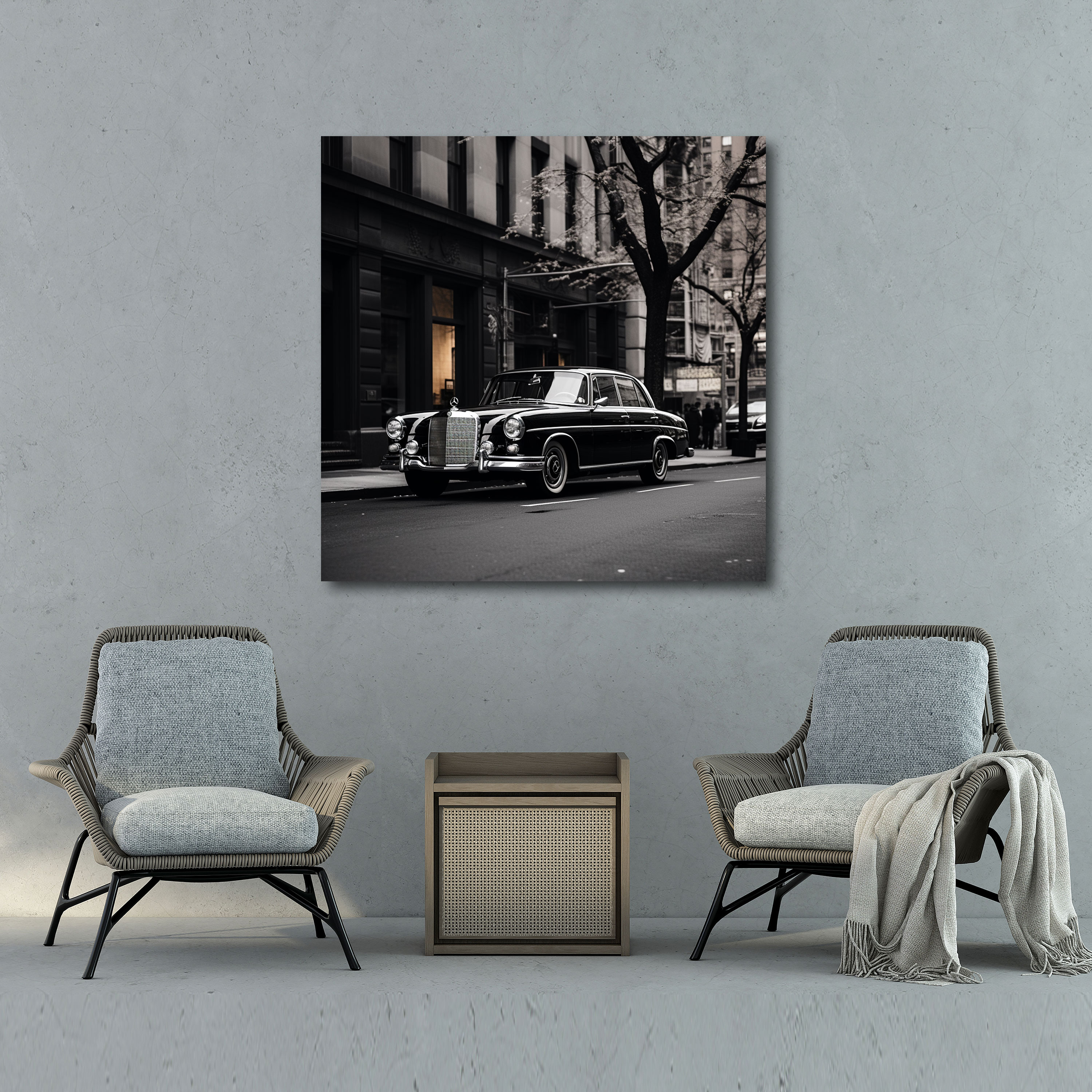 Mercedes Canvas Print - Sophisticated City Sedan - Mercedes, Canvas Print, Canvas Wall Art, Timeless