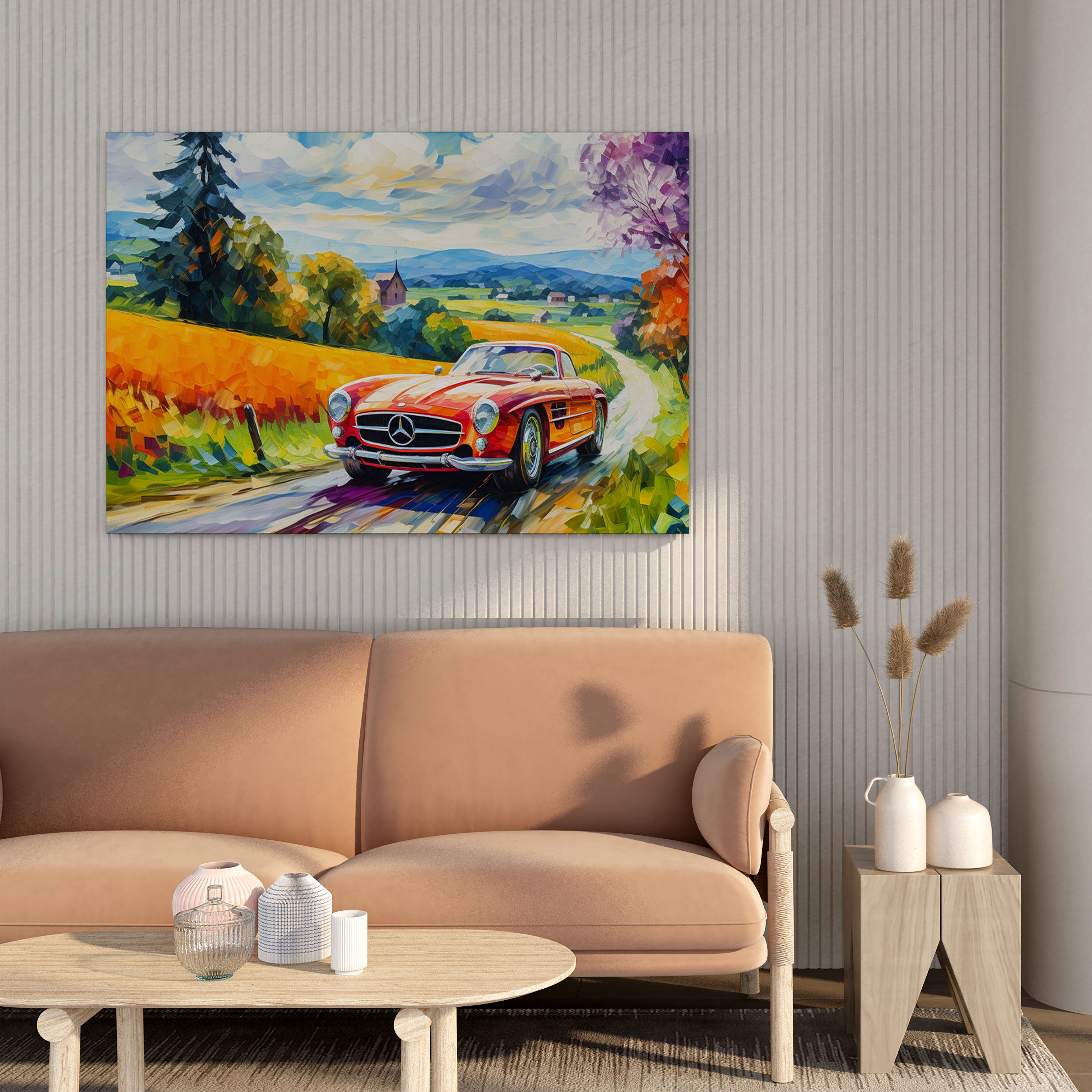 Mercedes Leinwandbild - Schnelles Sportwagen - Wanddekoration aus Leinwand