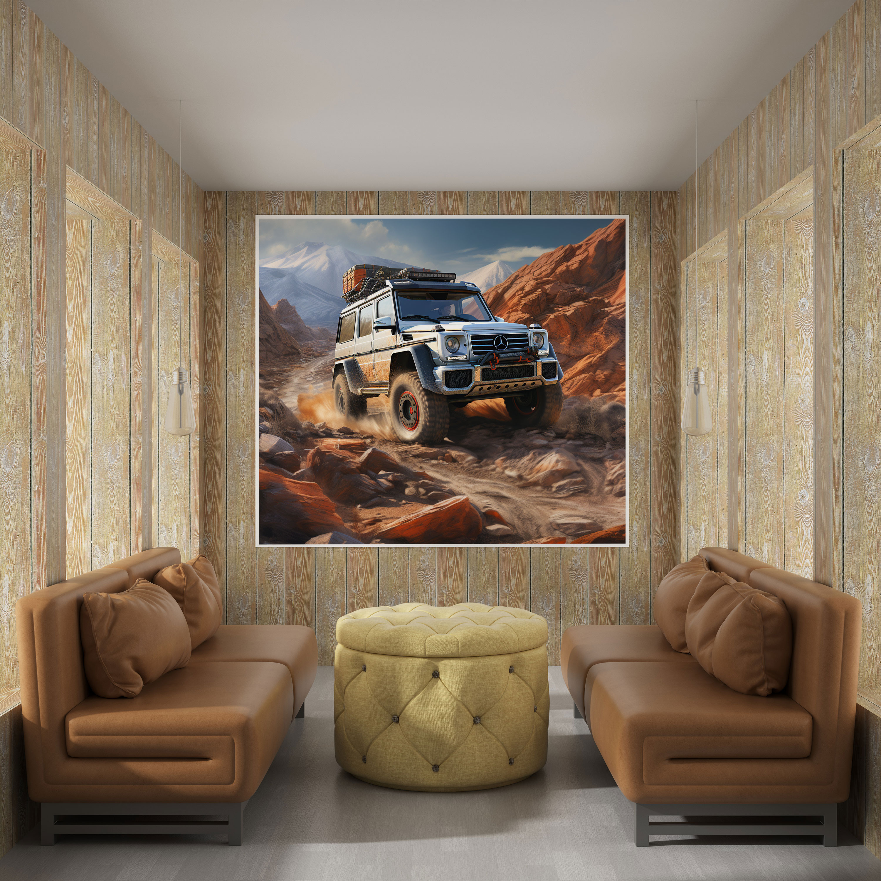 Mercedes Wall Decoration - Rugged G-Wagon Adventure - Mercedes, Exploration, Canvas Wall Art, Realistic Digital Art