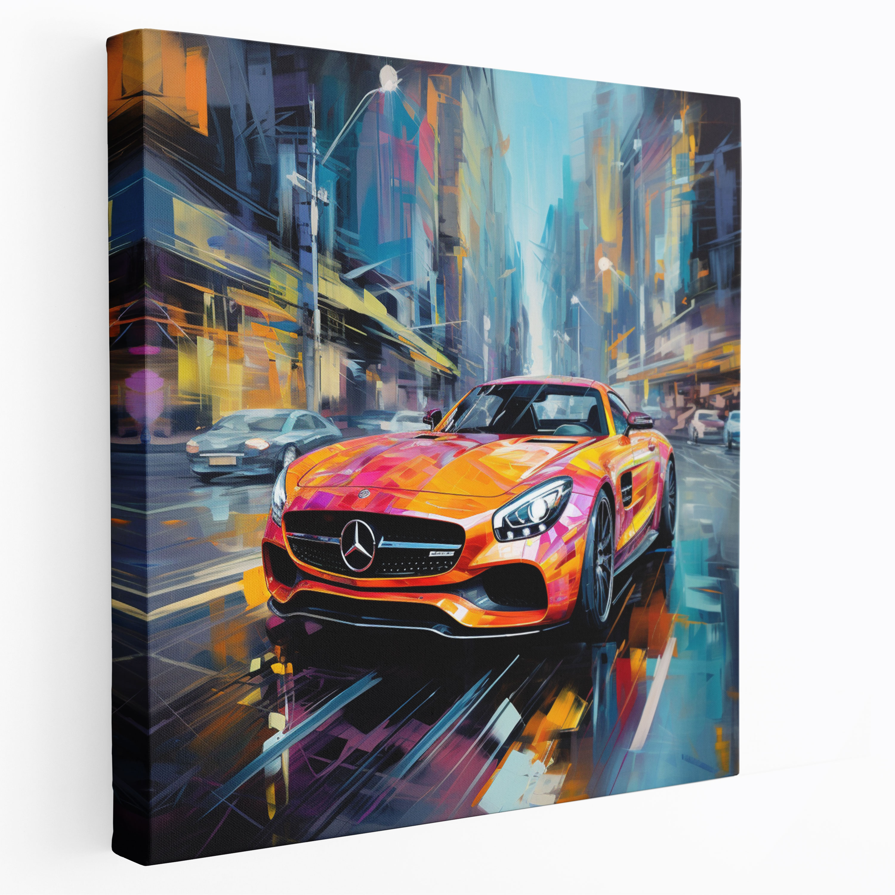 Mercedes Canvas Print - Modern Abstract Wall Art - Mercedes, Abstract Painting, Canvas Wall Art, City Streets