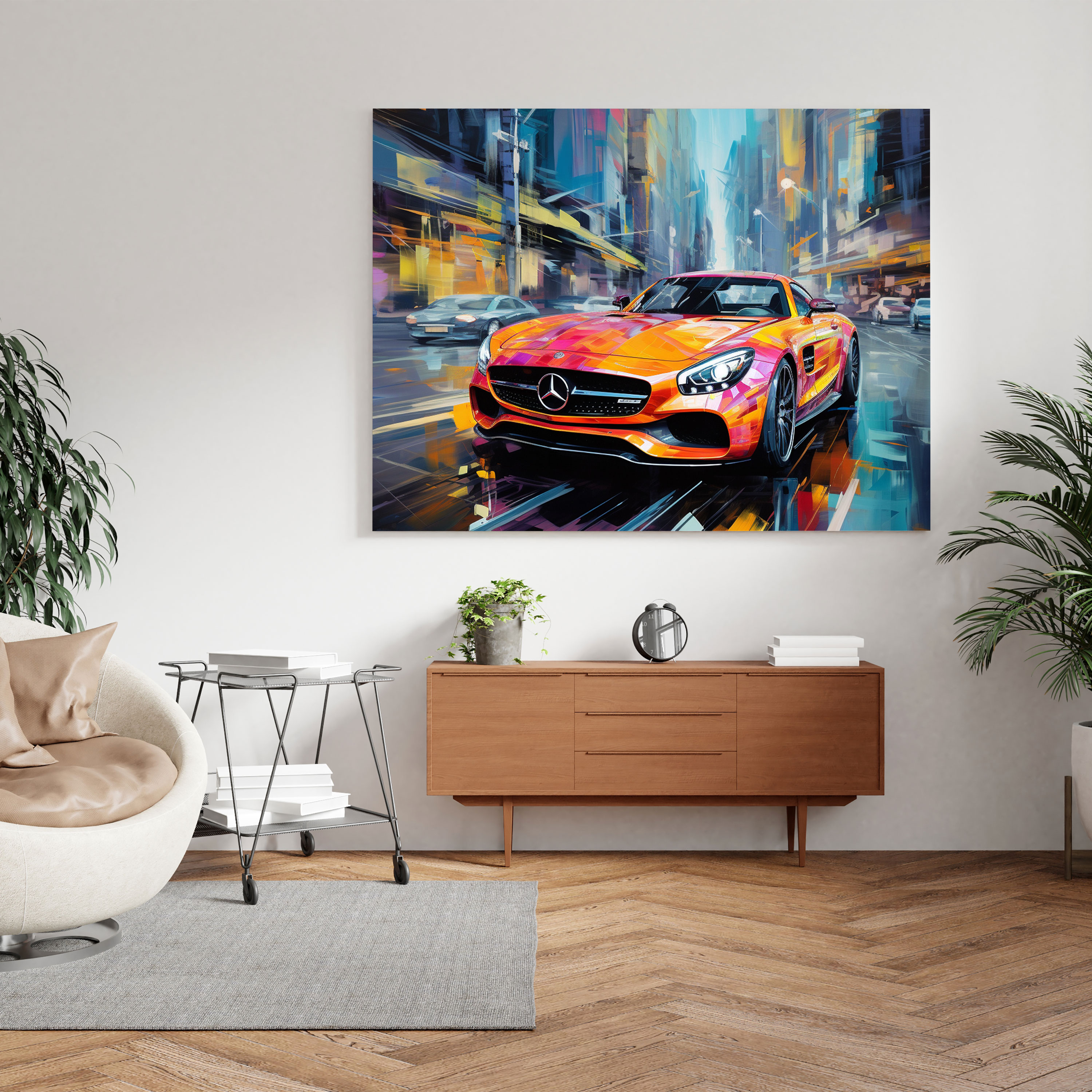 Mercedes Canvas Print - Modern Abstract Wall Art - Mercedes, Abstract Painting, Canvas Wall Art, City Streets