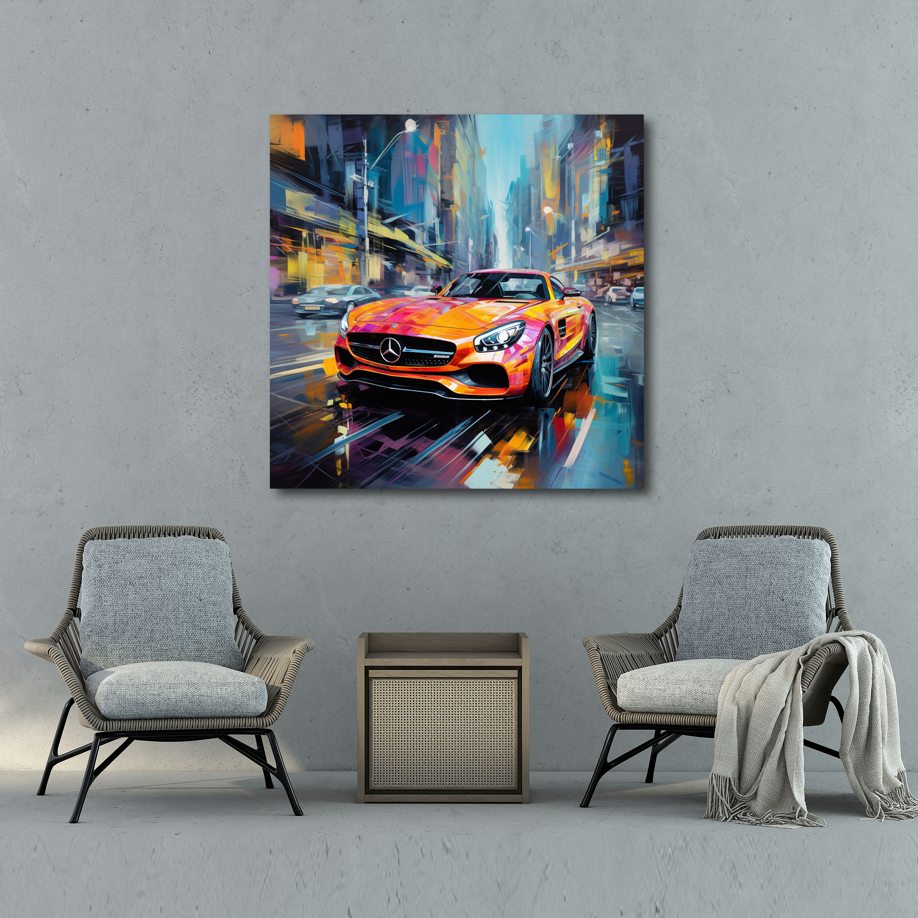 Mercedes Canvas Print - Modern Abstract Wall Art - Mercedes, Abstract Painting, Canvas Wall Art, City Streets