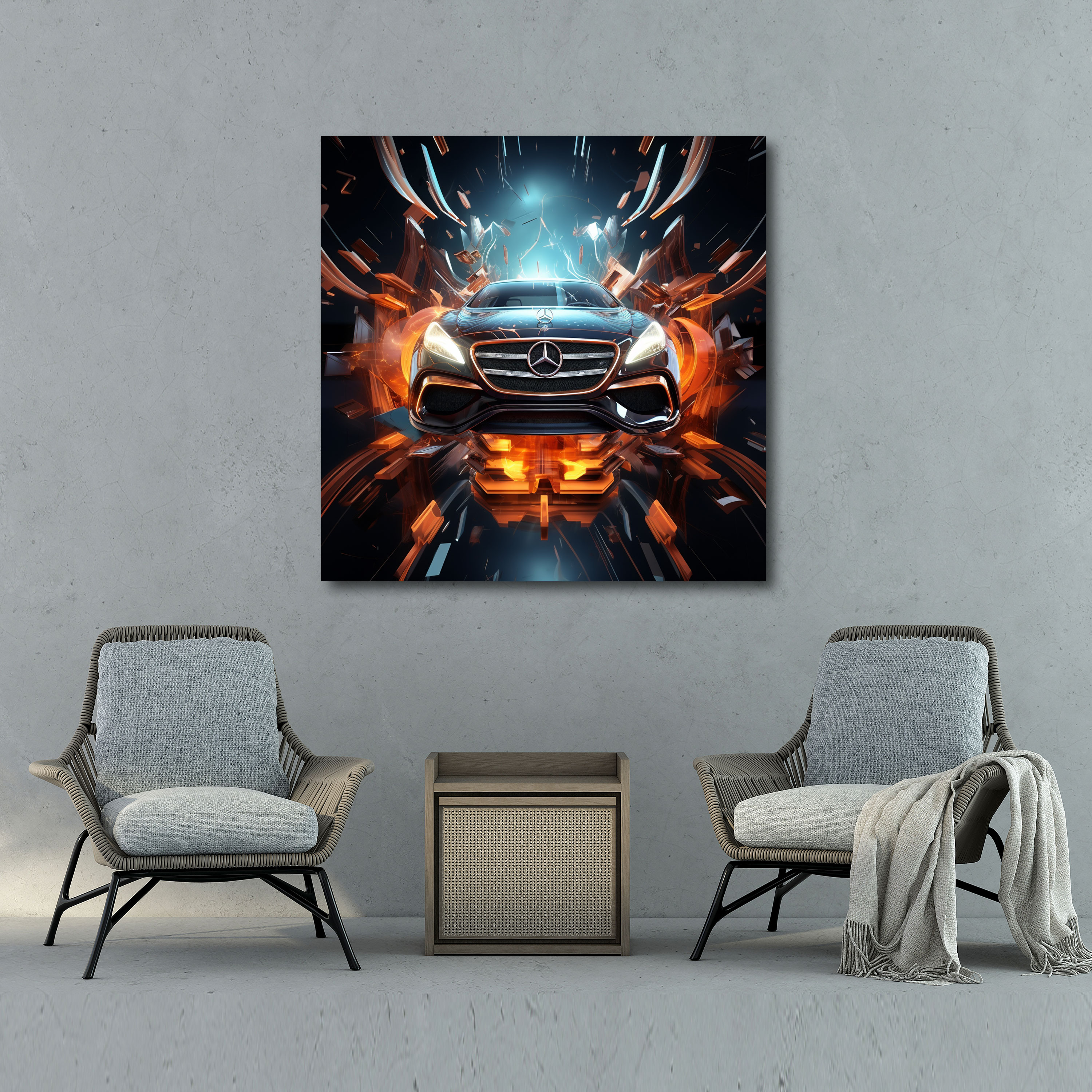 Mercedes Canvas Print - Abstract Digital Art Wall Decoration - Mercedes, Innovative Design, Mercedes Logo, Home Decoration