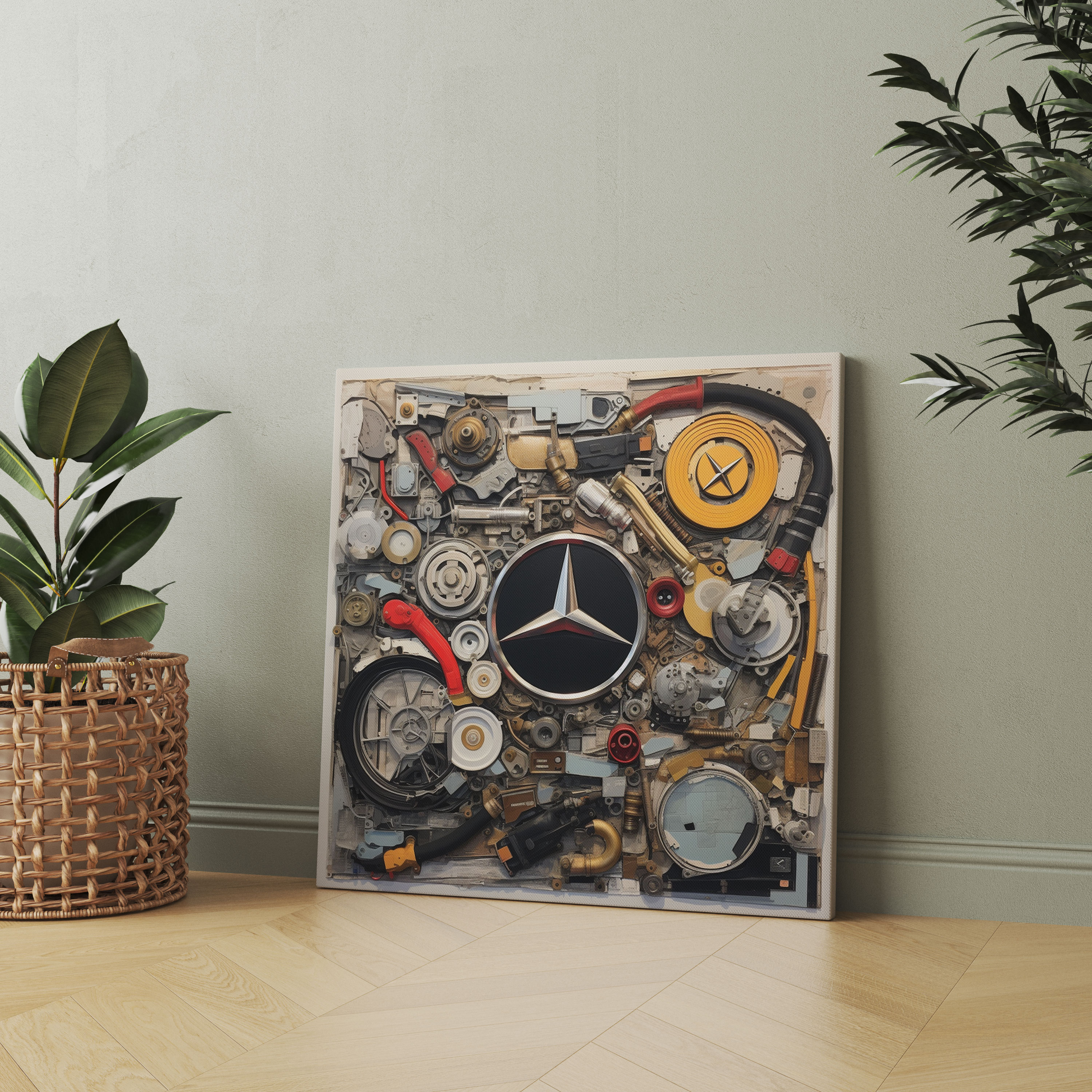 Mercedes Wall Art - Mixed Media Collage Canvas Print - Mercedes, Mercedes, Canvas Print, Abstract Composition