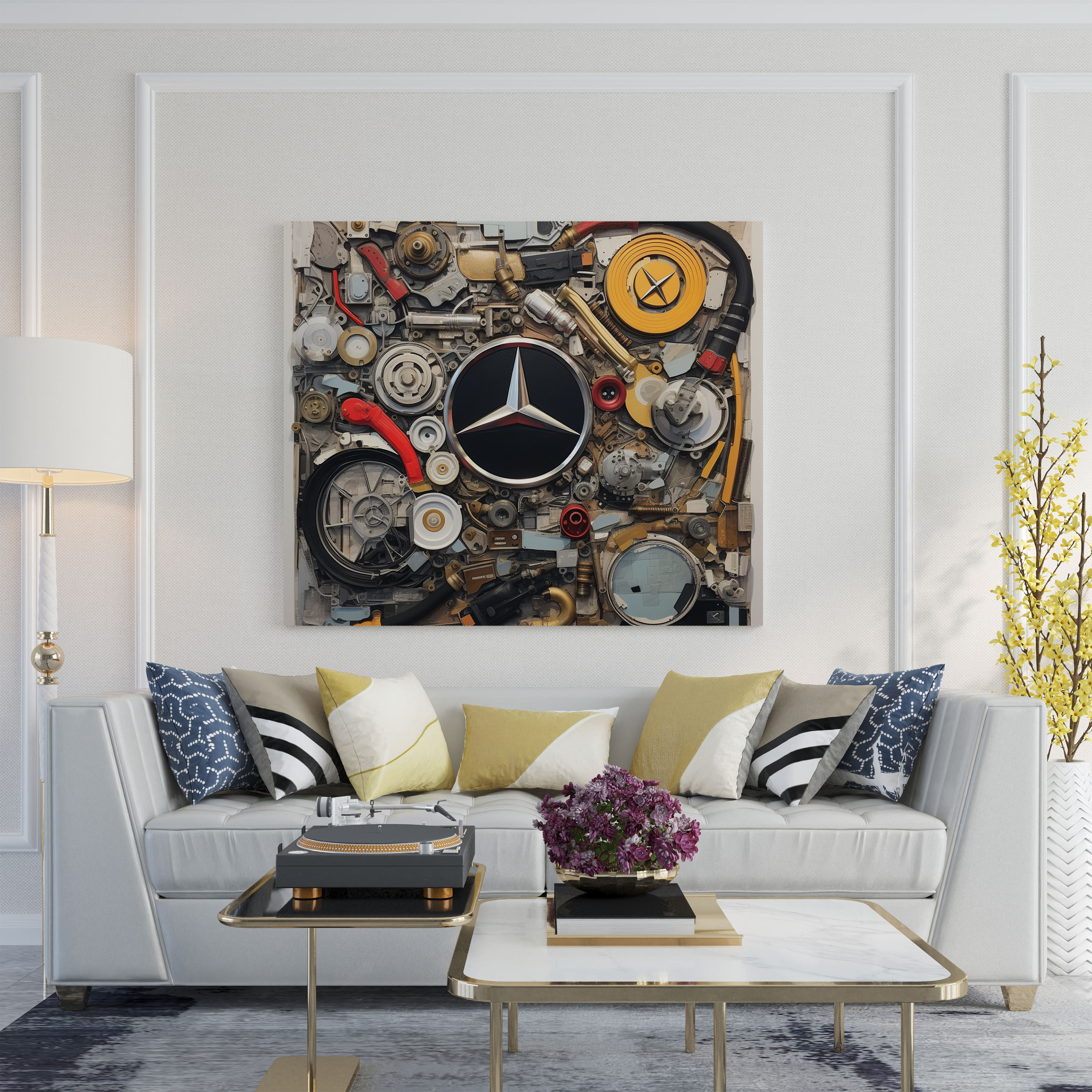 Mercedes Wall Art - Mixed Media Collage Canvas Print - Mercedes, Mercedes, Canvas Print, Abstract Composition