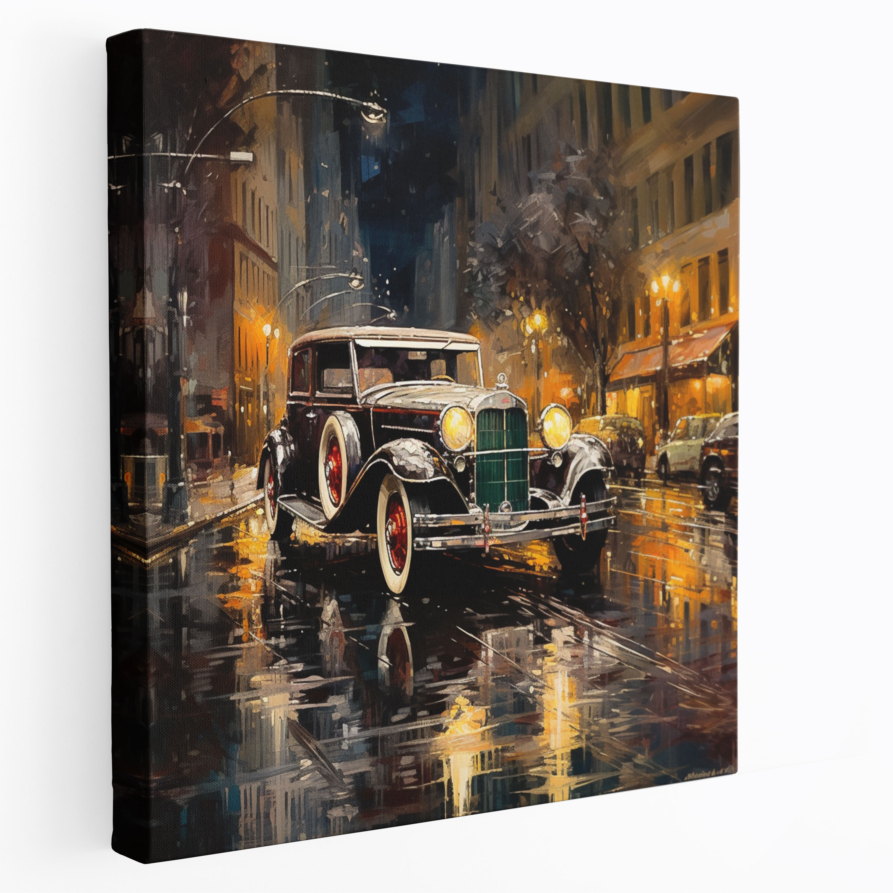 Mercedes Wall Art - Rainy Cityscape Canvas Print - Mercedes, Mercedes, Wall Decoration, Romance