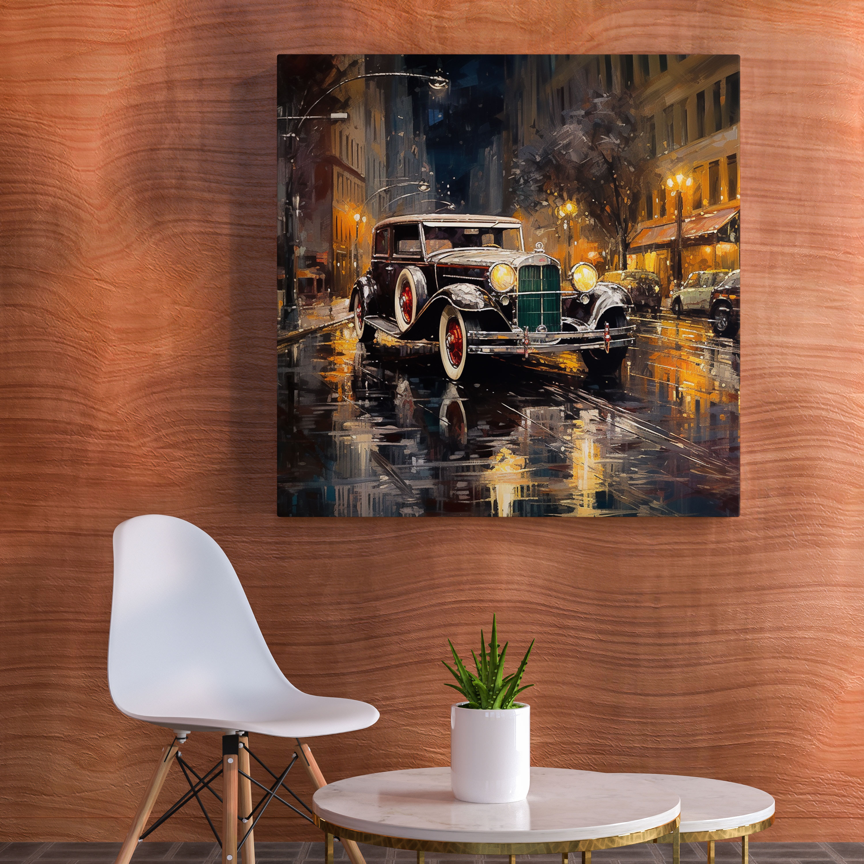Mercedes Wall Art - Rainy Cityscape Canvas Print - Mercedes, Mercedes, Wall Decoration, Romance
