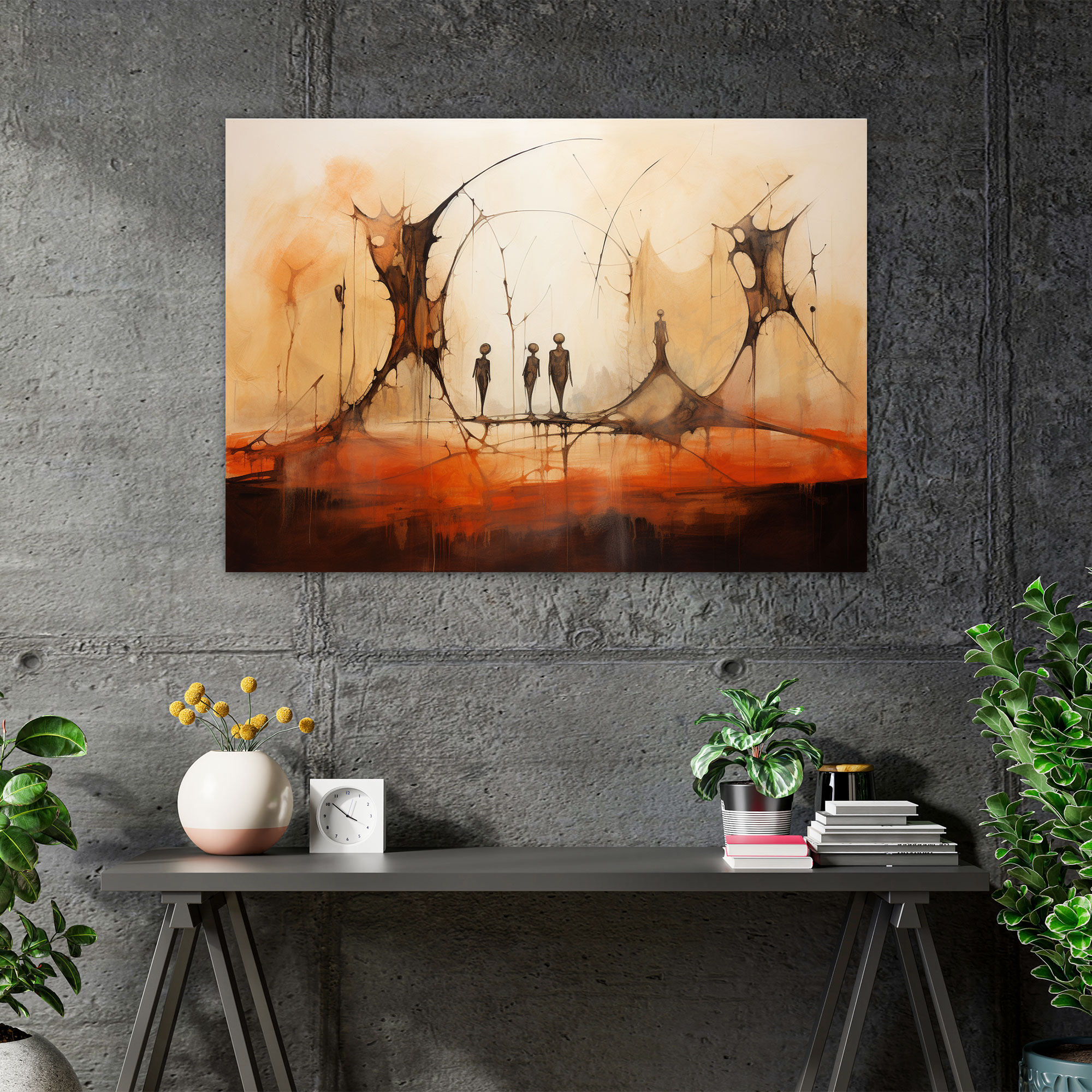Mesolithic Canvas Print - Abstract Art Depicting Interconnectedness Of Nature And Human Existence - Mesolithic, Nature, Mesolithic, Canvas Wall Art