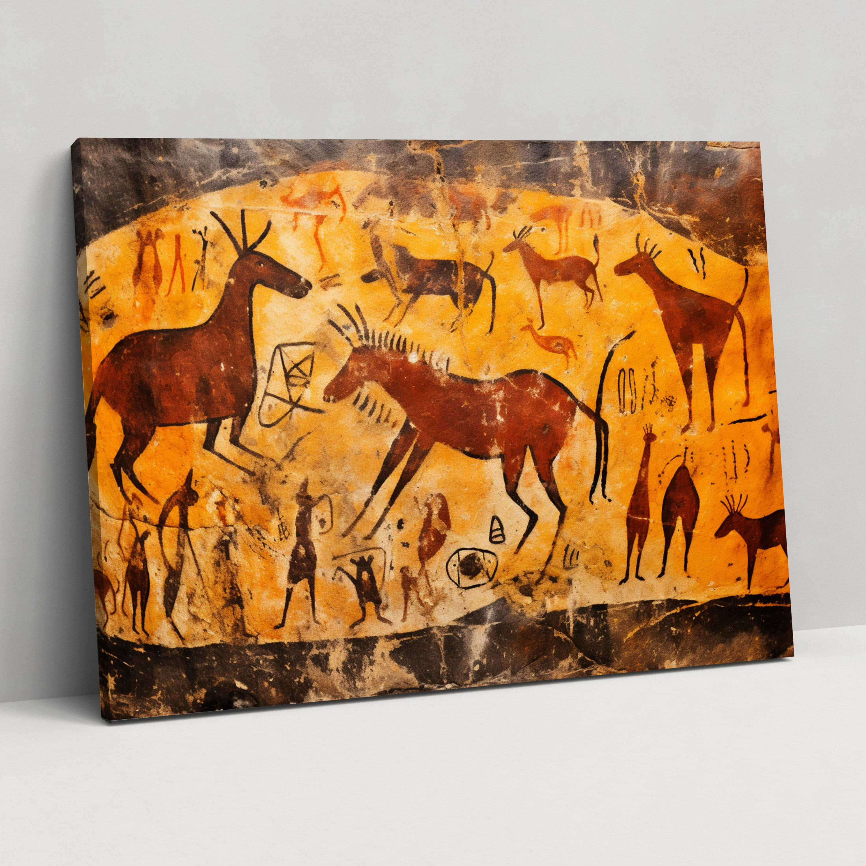 Mesolithic Cave Paintings Canvas Print - Mesolithic, Home Decoration, Canvas, Canvas Wall Art