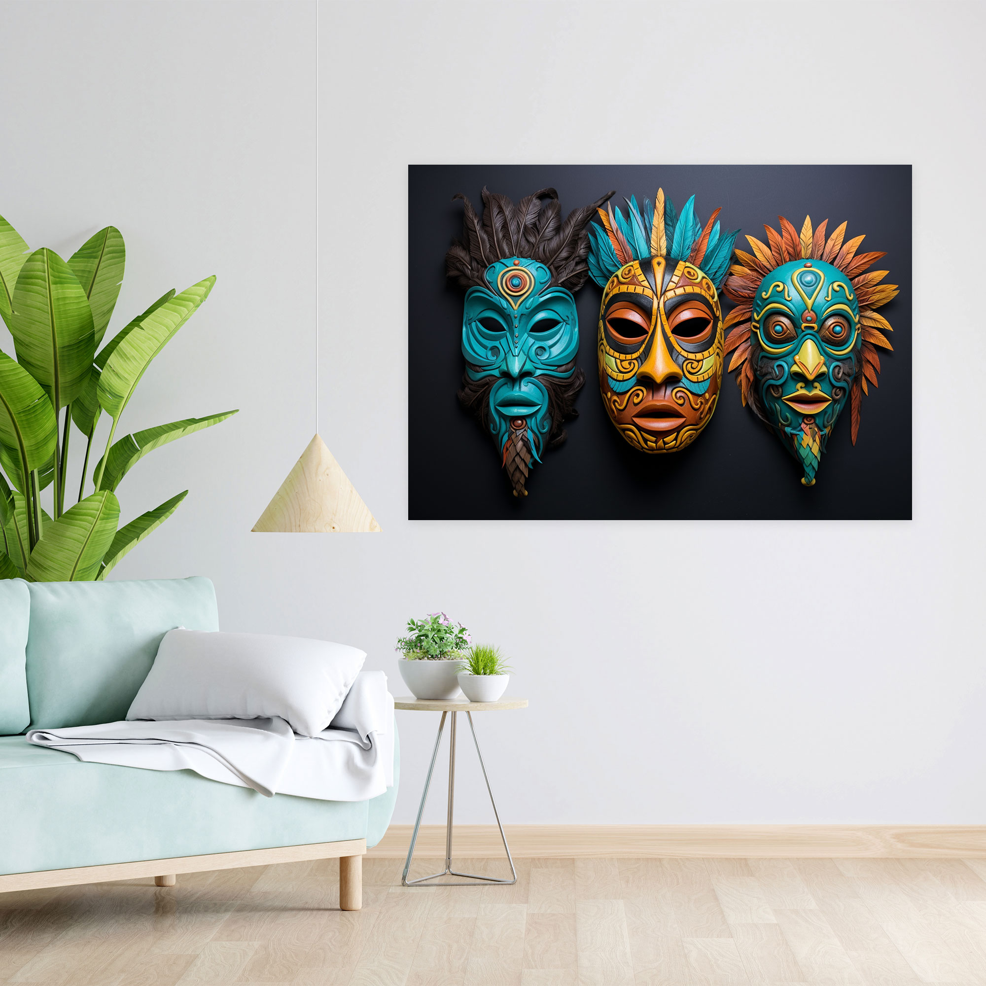 Mesolithic Ceremonial Masks Wall Decoration - Mesolithic, Ceremonial Art, Mesolithic Ceremonial Masks, Canvas Print