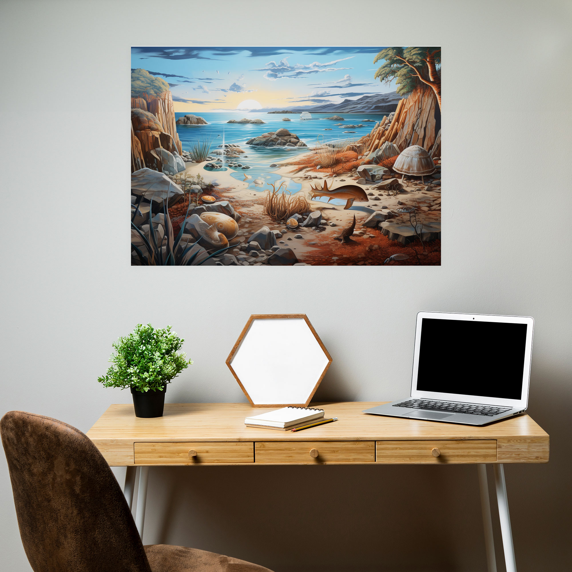 Mesolithic Coastal Scene Canvas Print - Mesolithic, Home Decoration, Canvas Print, Marine Life