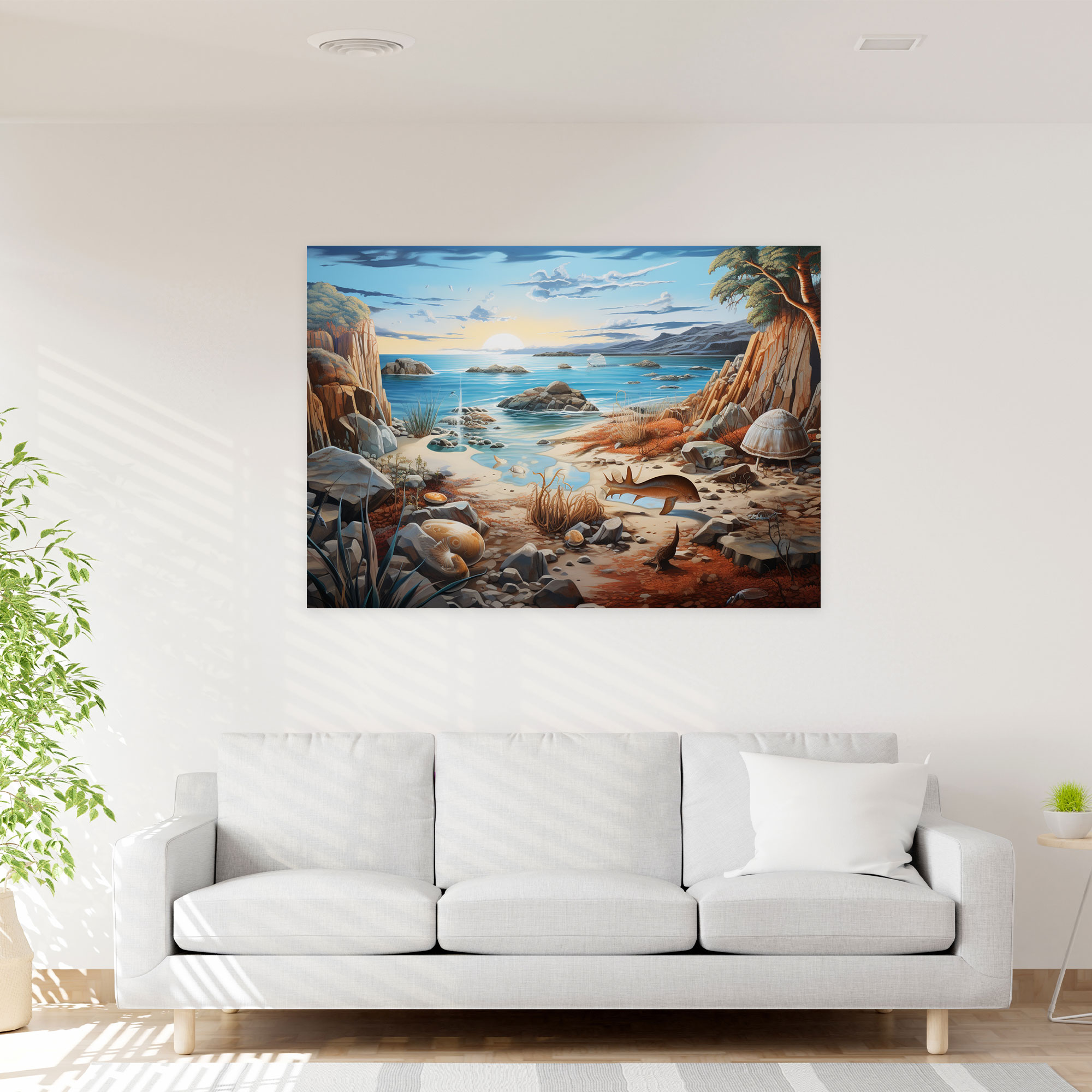 Mesolithic Coastal Scene Canvas Print - Mesolithic, Home Decoration, Canvas Print, Marine Life
