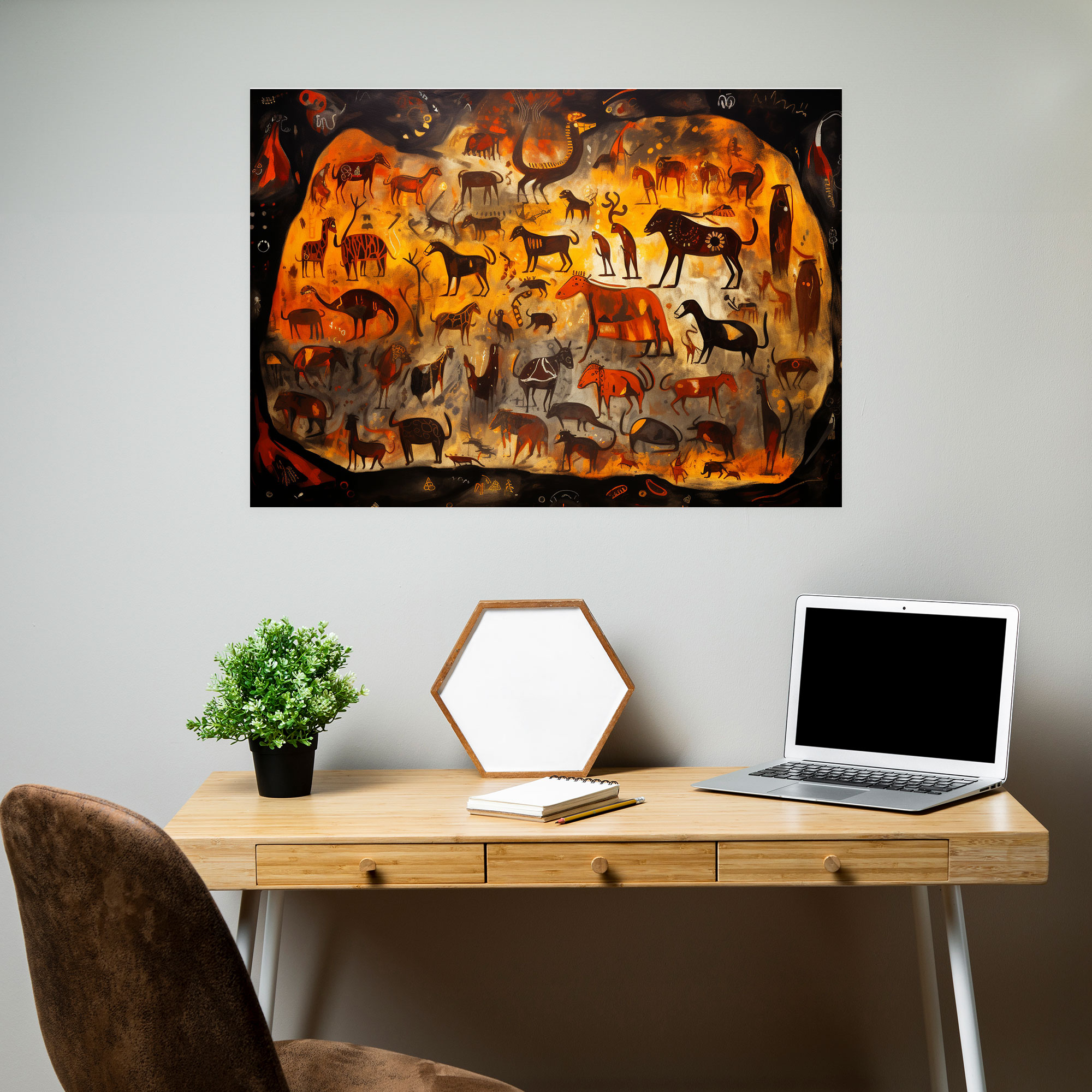 Mesolithic Animals Canvas Print - Mesolithic, Home Decoration, Cave Painting, Wall Art