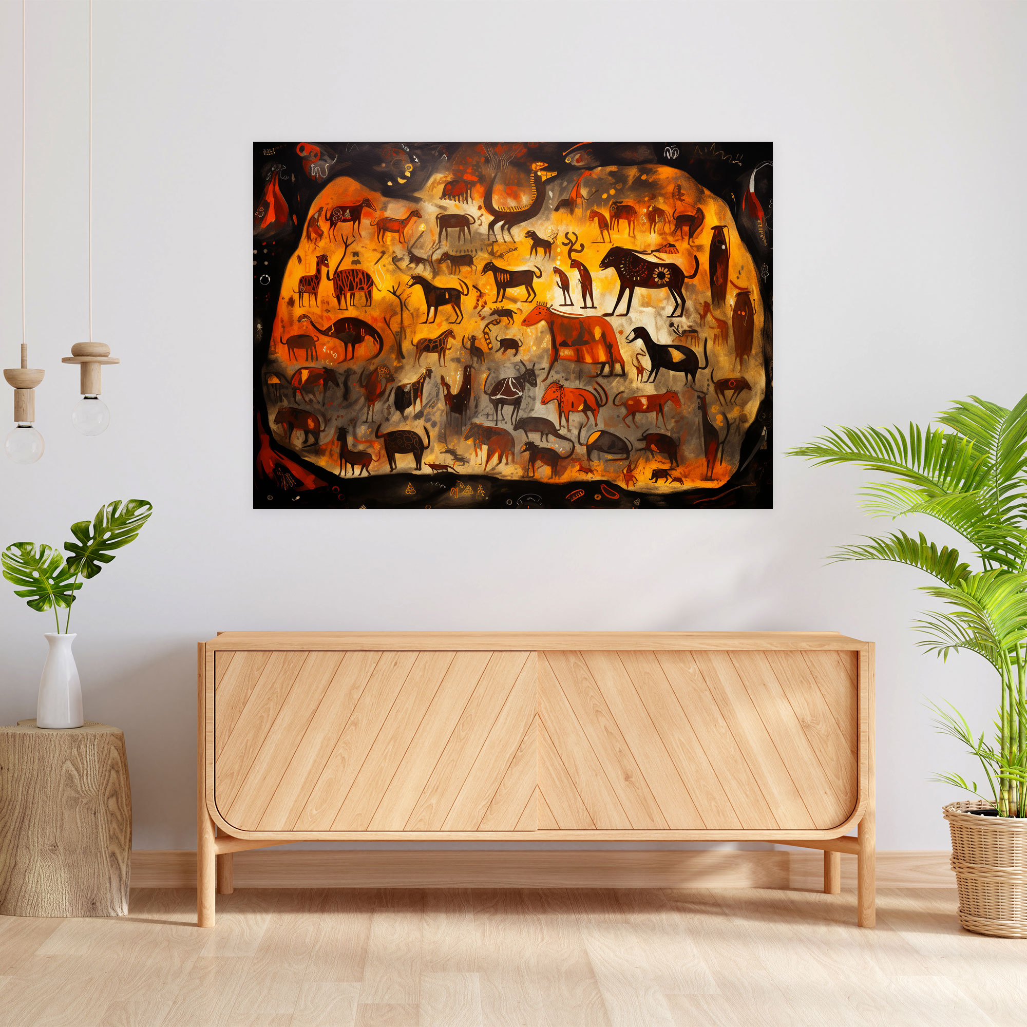 Mesolithic Animals Canvas Print - Mesolithic, Home Decoration, Cave Painting, Wall Art